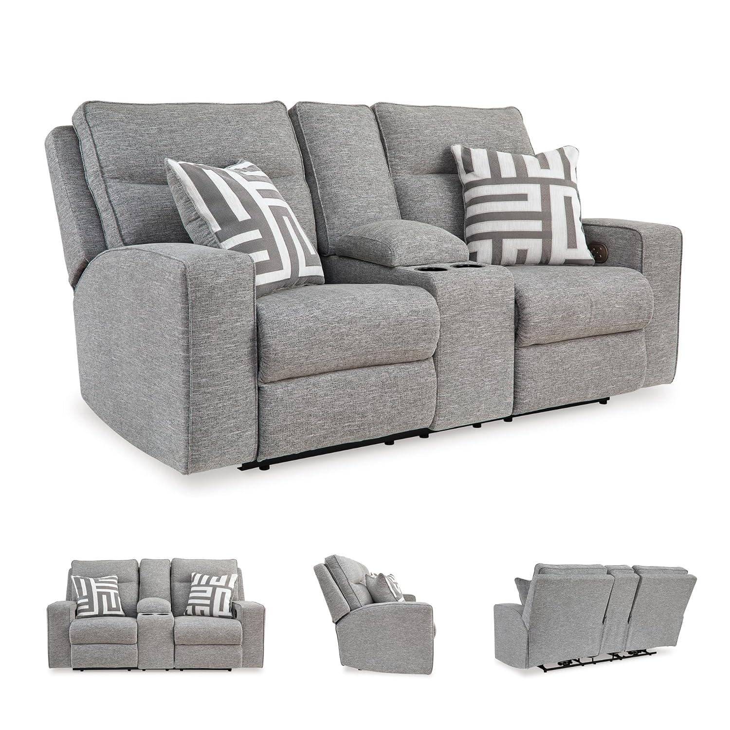 Signature Design by Ashley Biscoe Pewter Power Reclining Loveseat