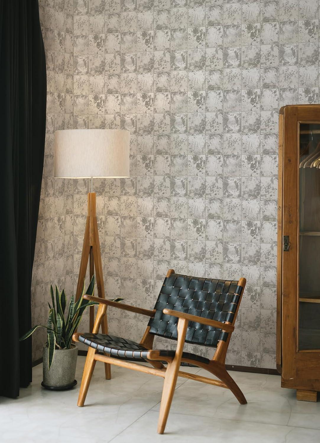 Brewster Peel and Stick 1pc Wallpaper Metal Sheet Silver