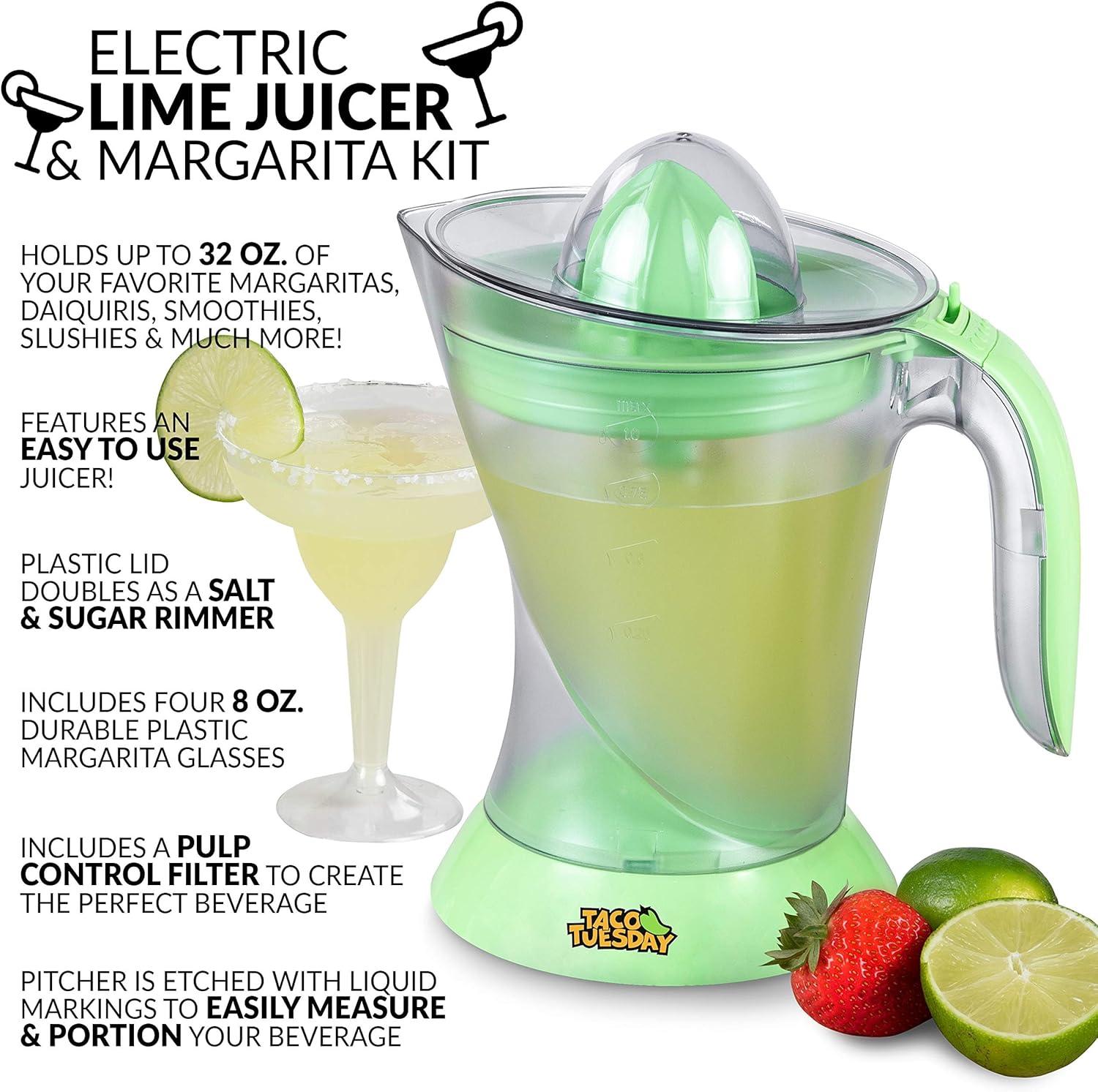 Green Electric Citrus Juicer with Pitcher and Glasses Set