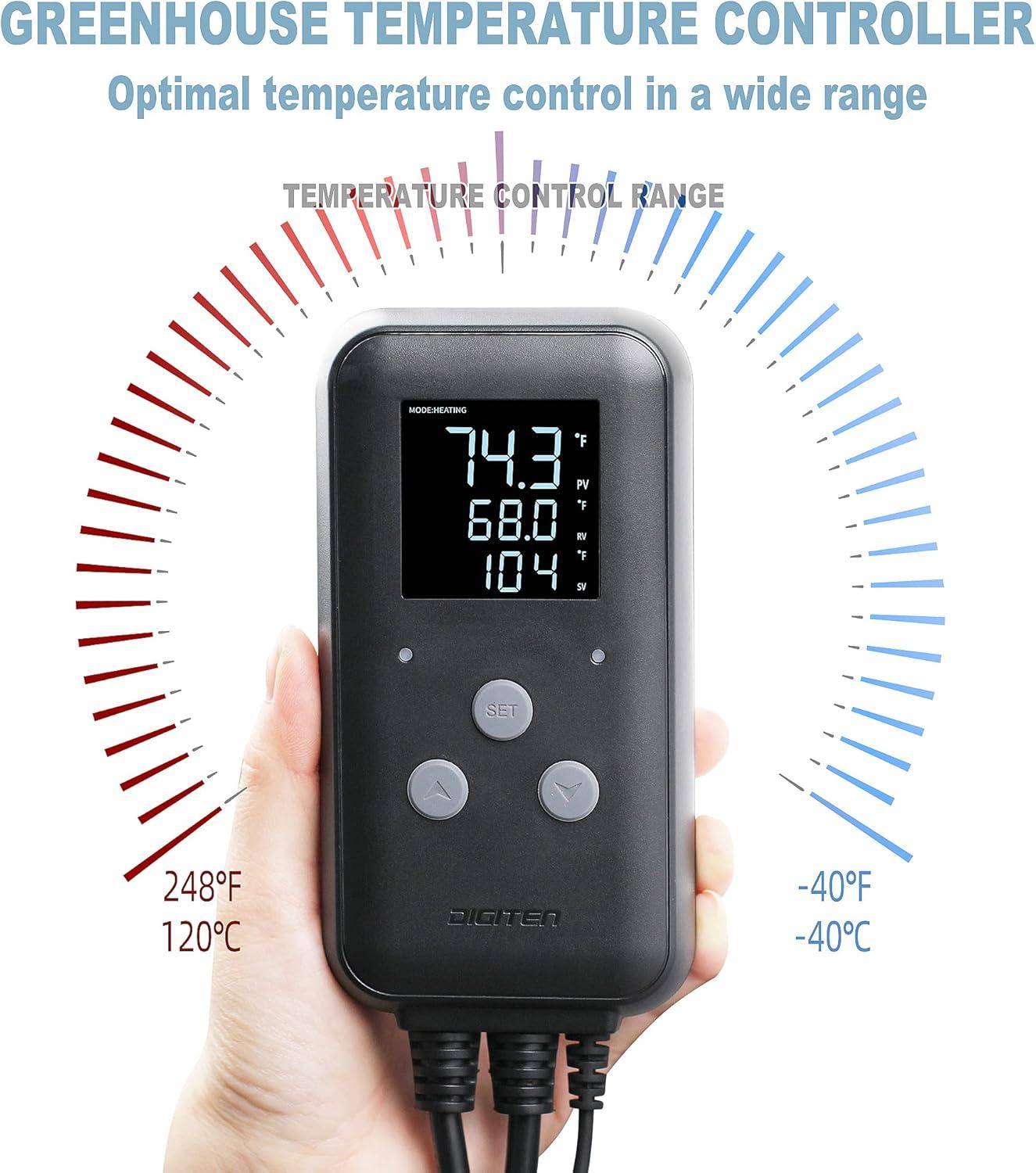 DIGITEN Waterproof LED Temperature Controller for Heating and Cooling