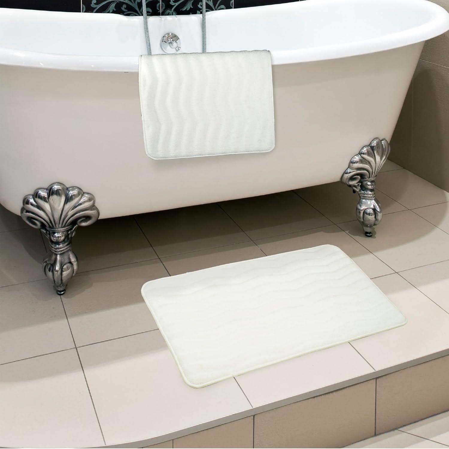 Ivory Memory Foam Bath Rug Set with Non-Slip Backing
