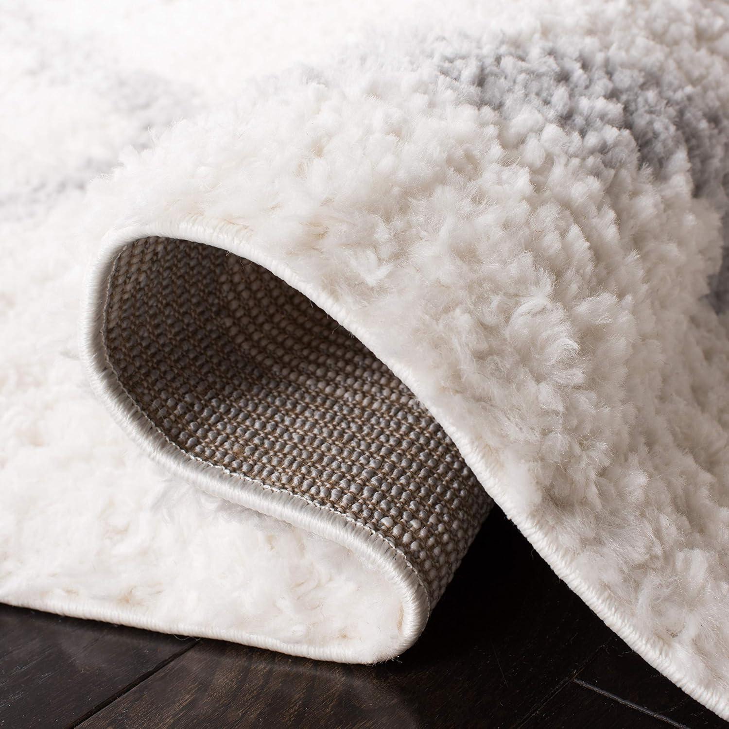 Parma Shag PMA521 Power Loomed Indoor Area Rug - 9'x12' - Cream/Grey - Safavieh