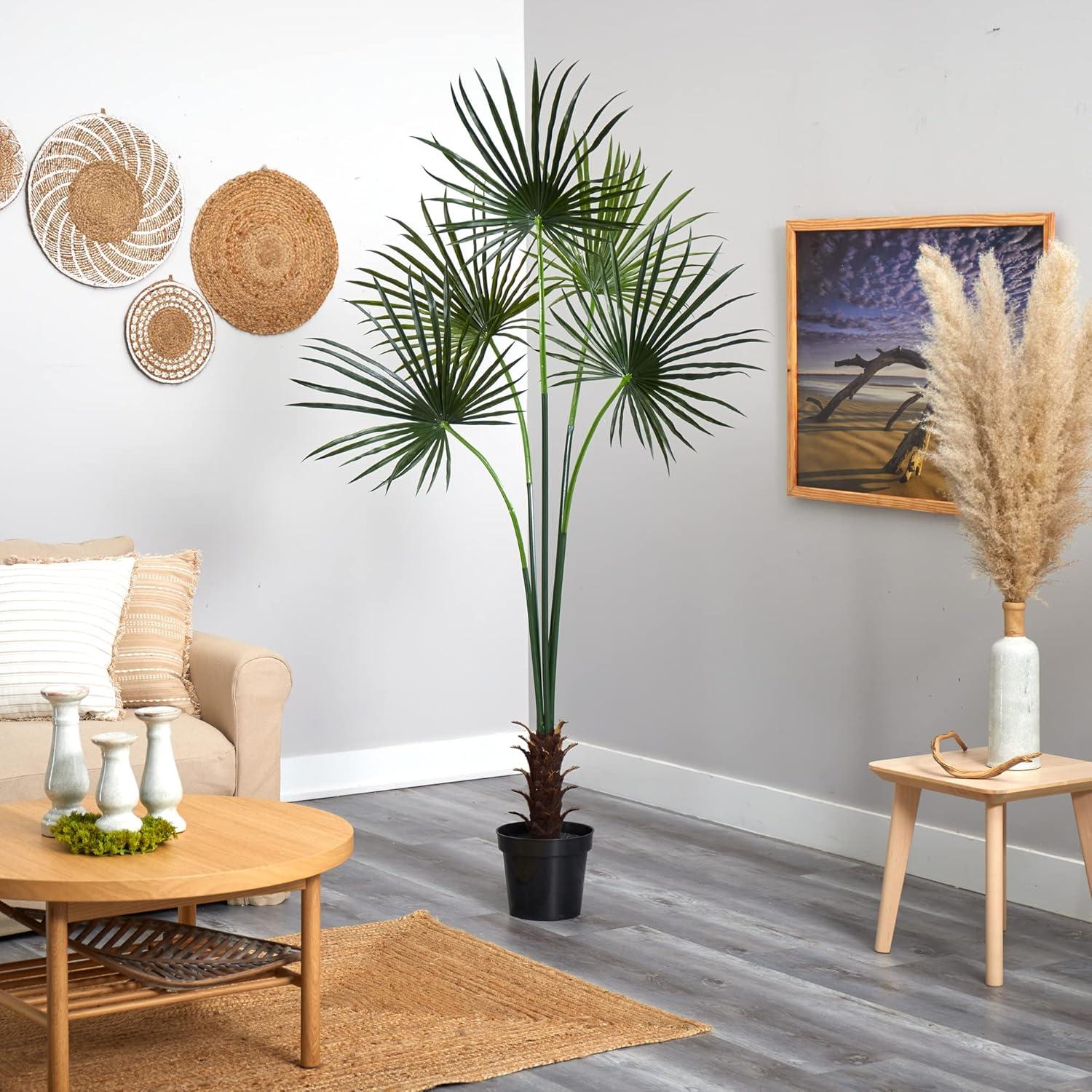 Nearly Natural 7-ft Fan Palm Tree UV Resistant (Indoor/Outdoor)