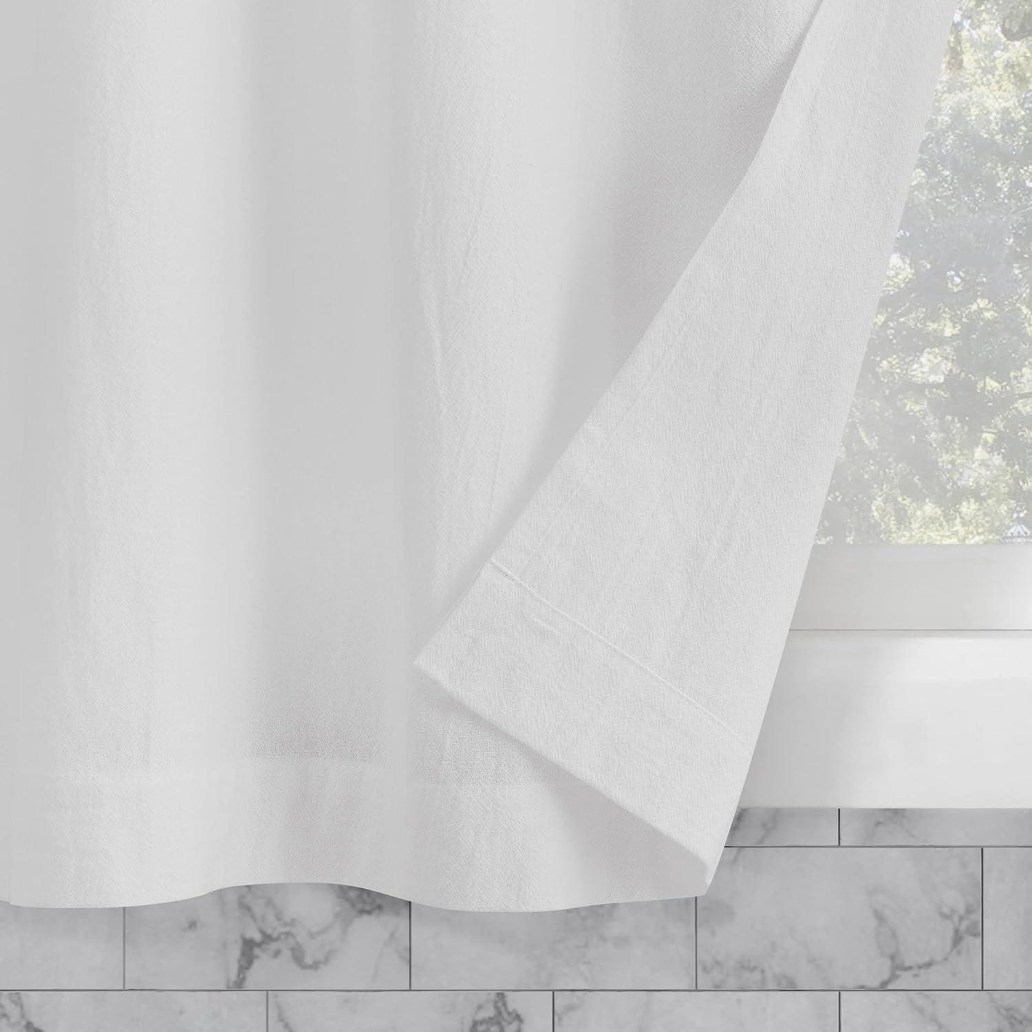 2pc 52"x36" Archaeo Washed Cotton Twist Tab Cafe Curtain Tier Pair White: Kitchen Curtains, 36 Inch, Solid Pattern