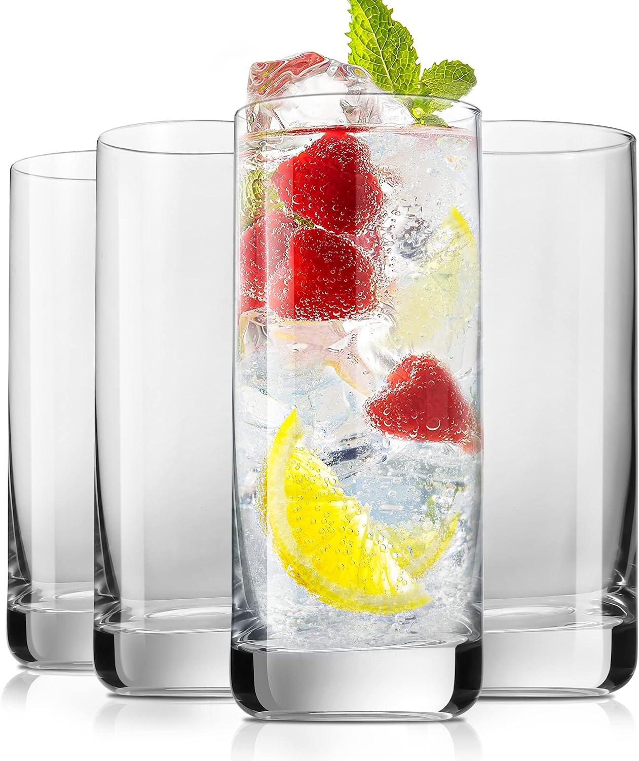 Lead-Free Crystal Clear Highball Drinking Glasses Set of 4