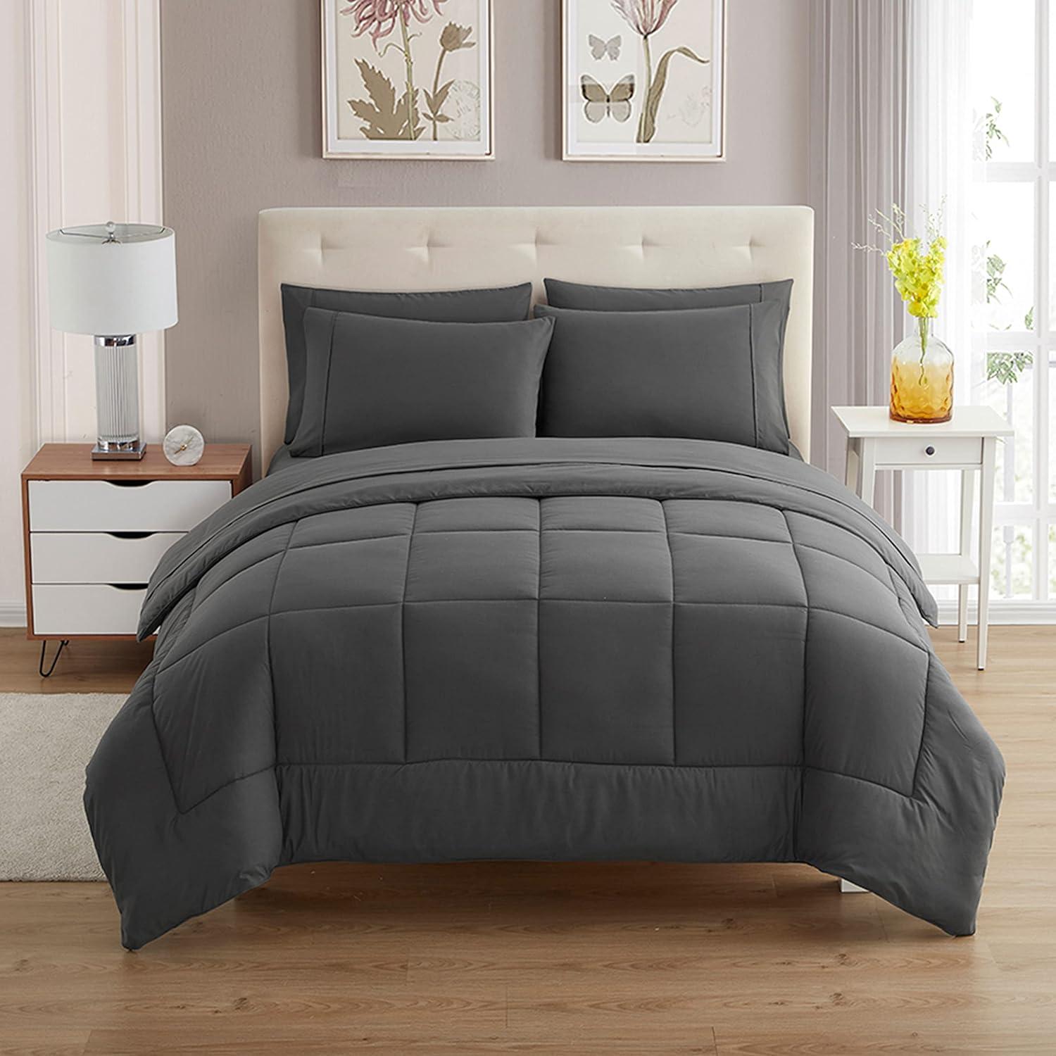 All Season Bed-in-A-Bag Solid Color Comforter & Sheet Set Ultra Soft Bedding by Sweet Home Collection®