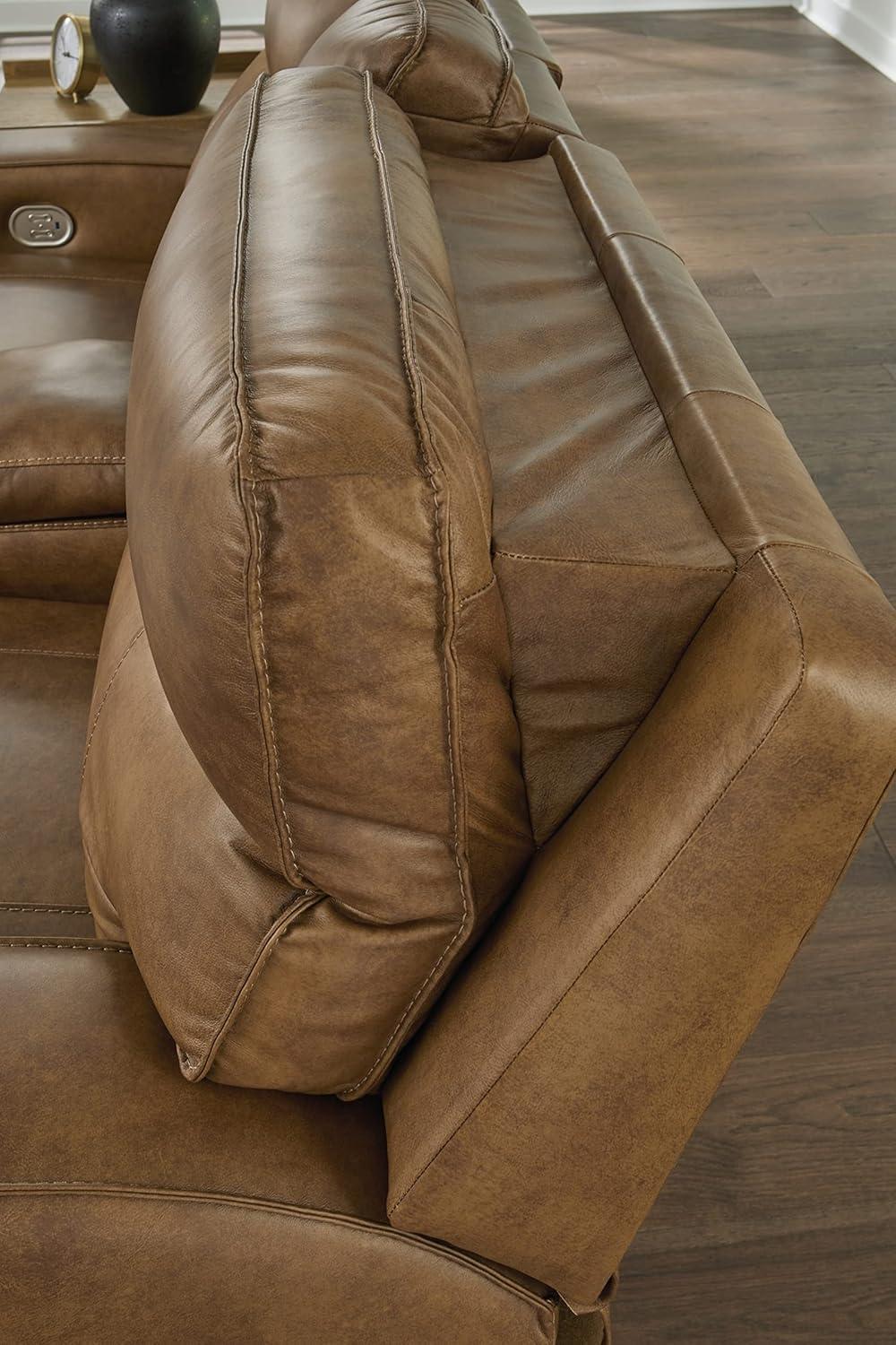 Roman 102'' Smoke Gray Faux Leather Power Reclining Sofa