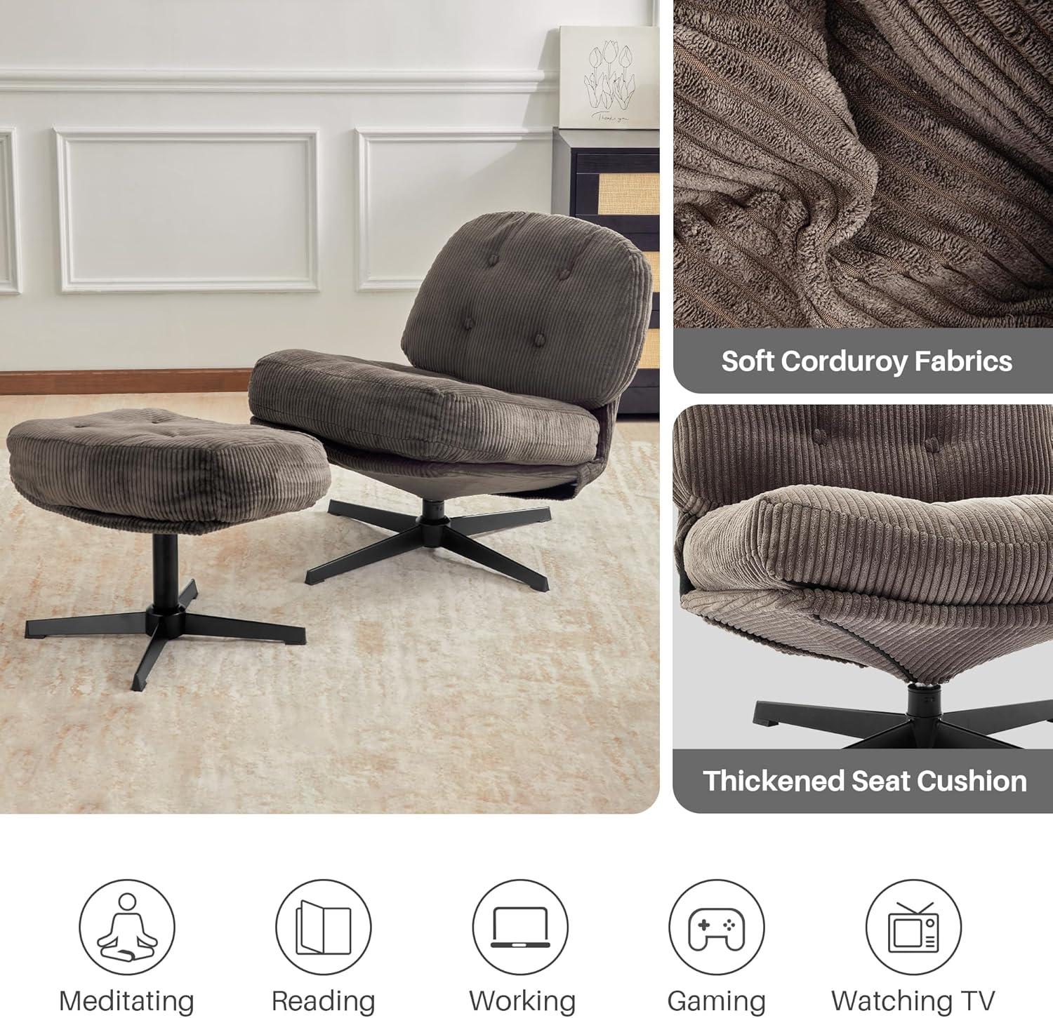 Red Barrel Studio® Hardyal Upholstered Swivel Accent Chair with Ottoman