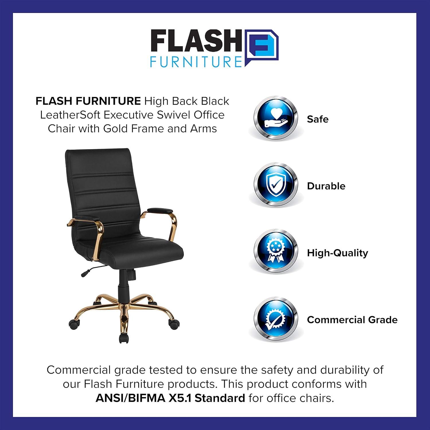 Flash Furniture High Back Executive Swivel Office Chair with Metal Frame and Arms