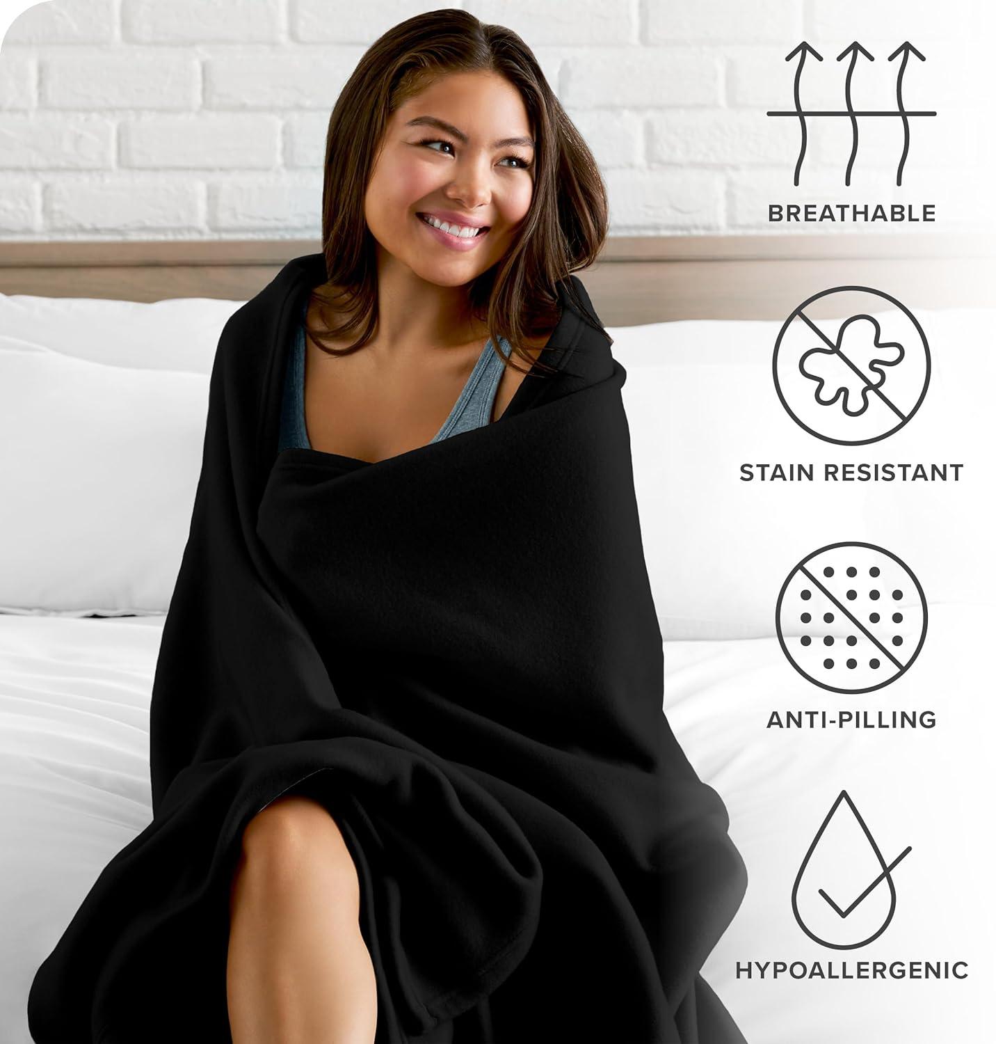 Lightweight Polar Fleece Blanket by Bare Home