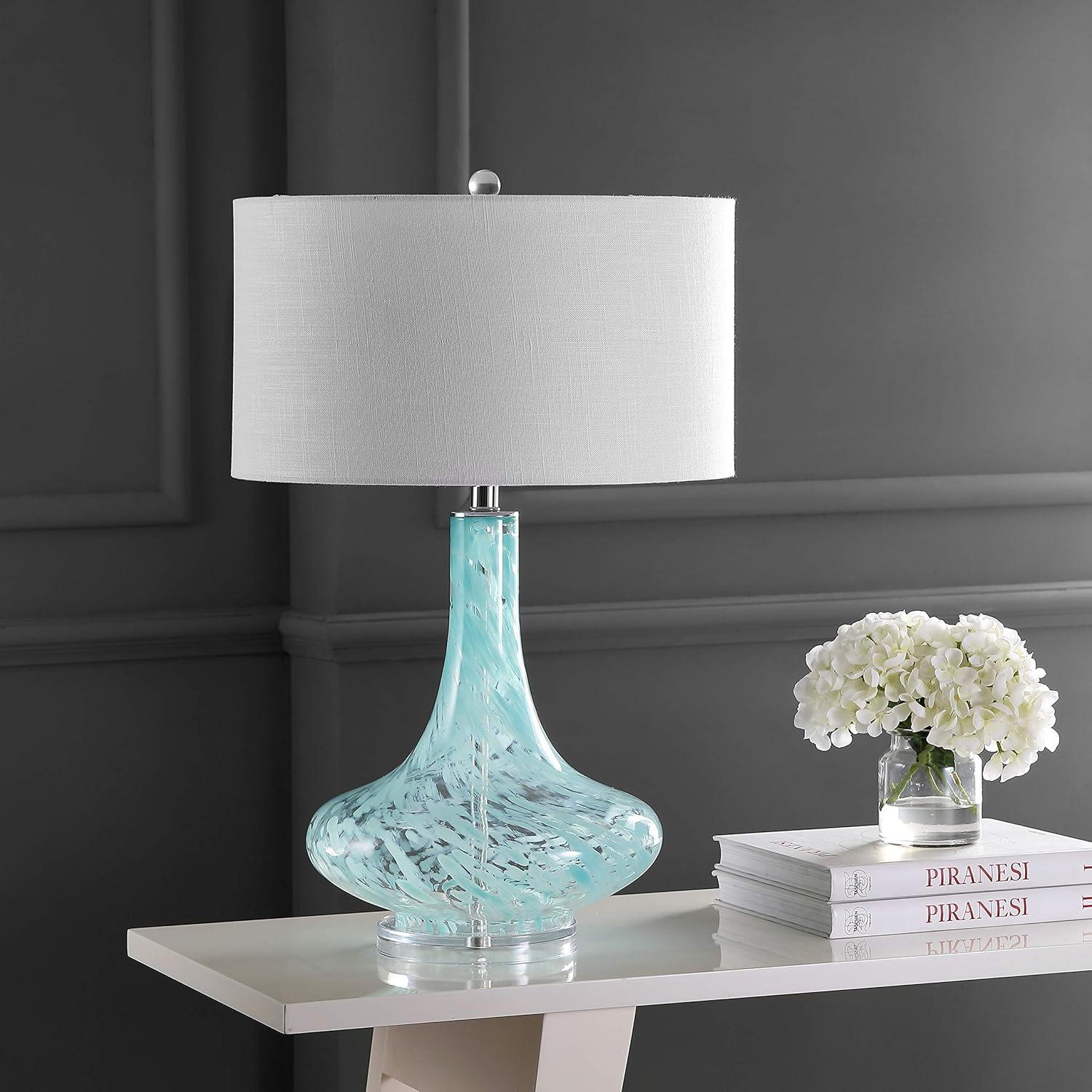 Montreal 29" Glass/Acrylic LED Table Lamp, Ice Blue