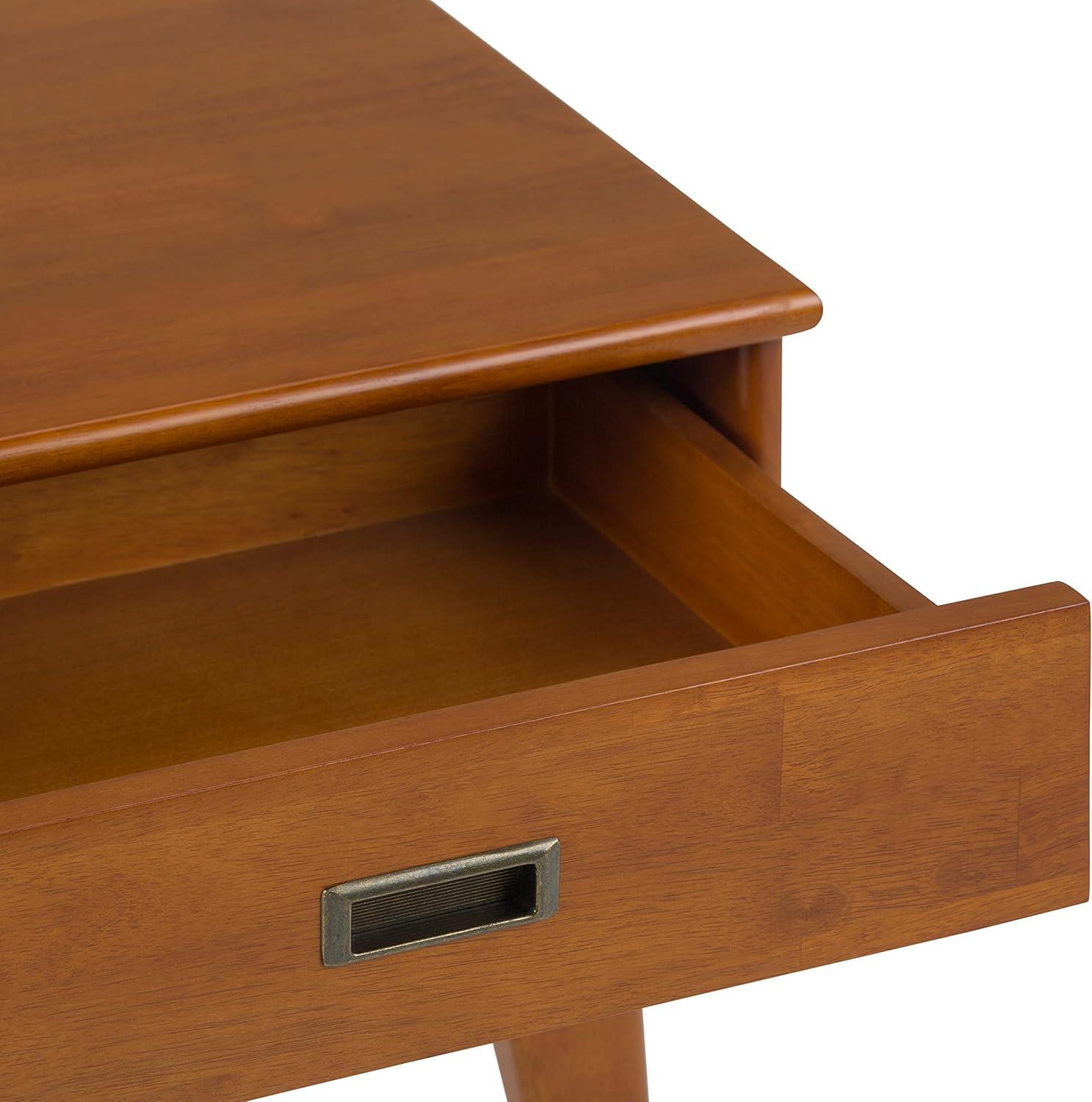 Draper Teak Brown Solid Hardwood End Table with Drawer