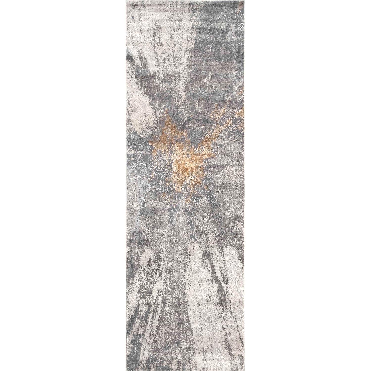 Nuloom Cyn Abstract 2x6 Runner Indoor Area Rug for Living Room Bedroom Dining Room Entryway Hallway Kitchen, Silver/Ivory