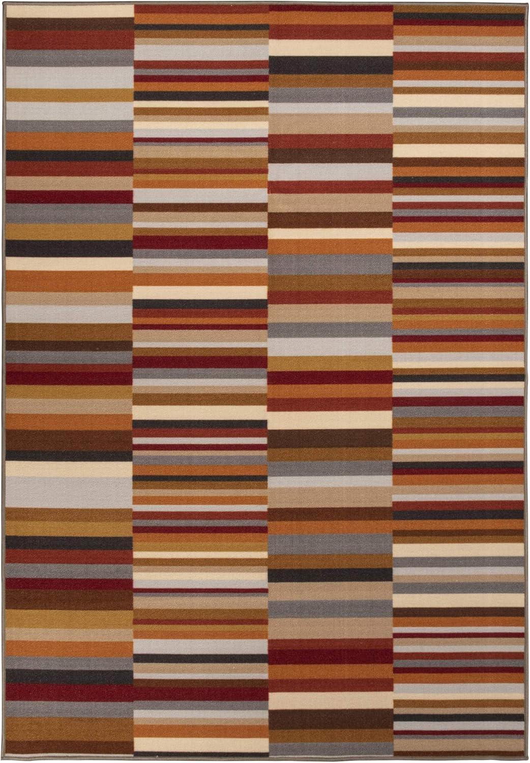 Modern Striped Gray Synthetic 2' x 3' Washable Area Rug