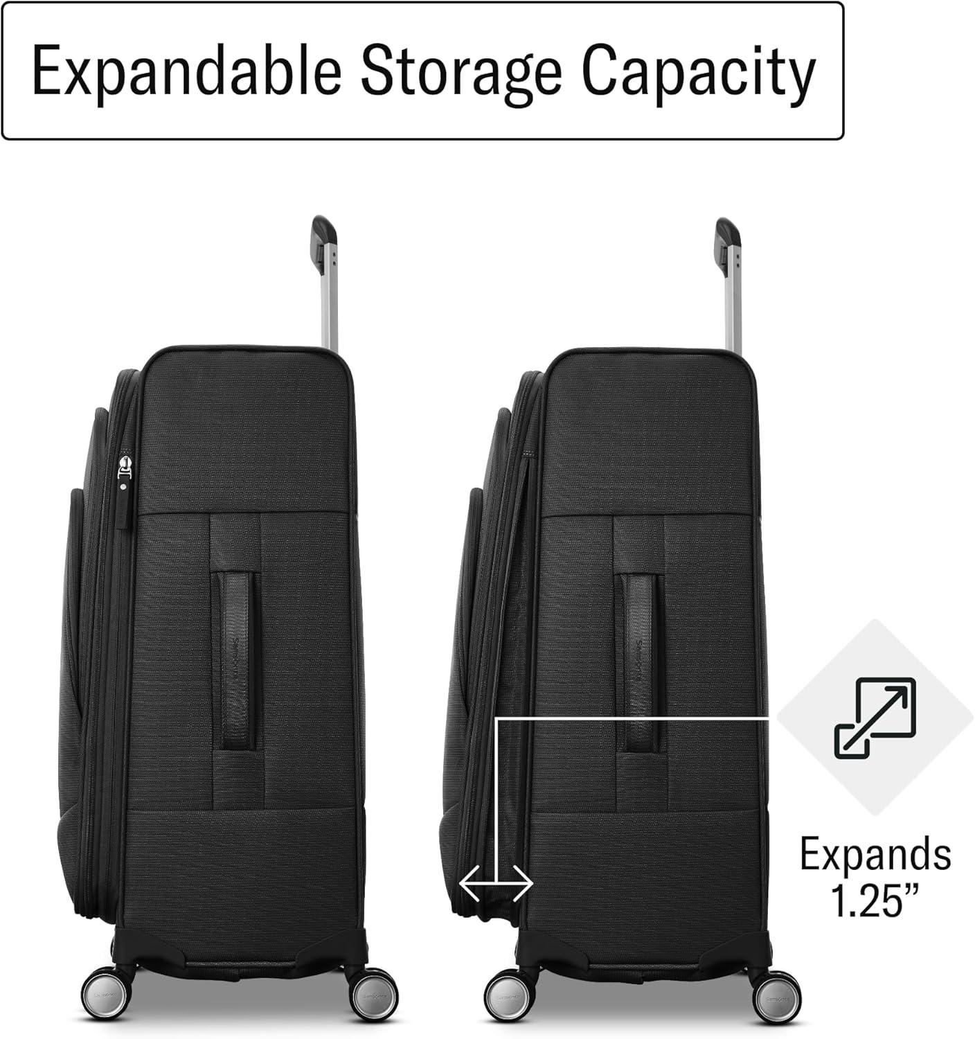 Midsized Black Softside Spinner Luggage with USB Charging