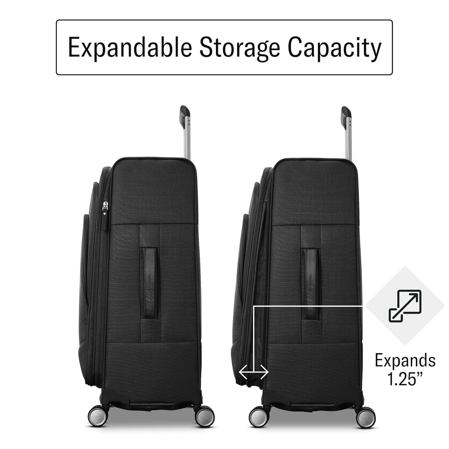 Midsized Black Softside Spinner Luggage with USB Charging