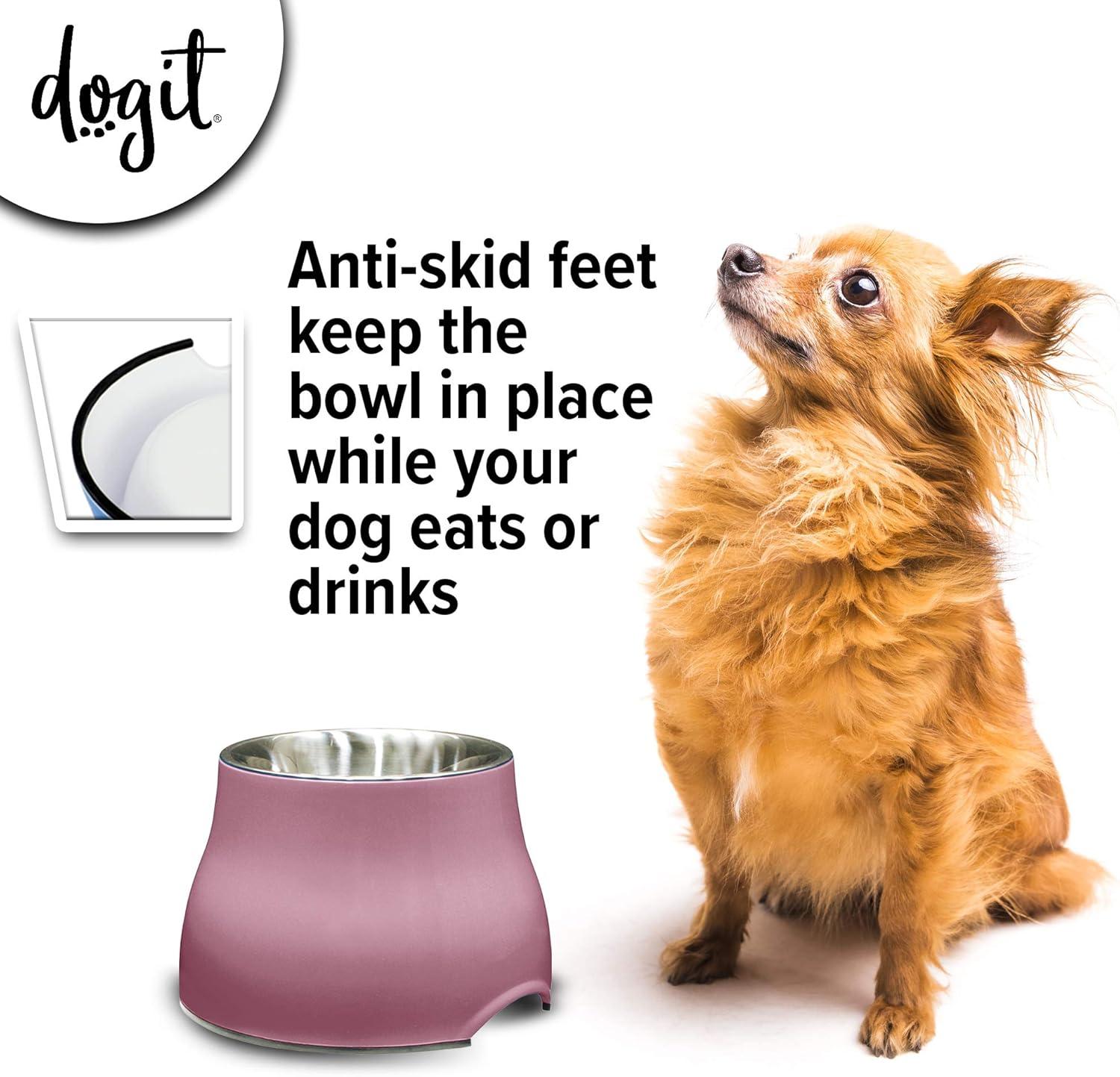 Dogit Elevated Dog Bowl, Stainless Steel Dog Food and Water Bowl for Small Dogs, Pink, 73742