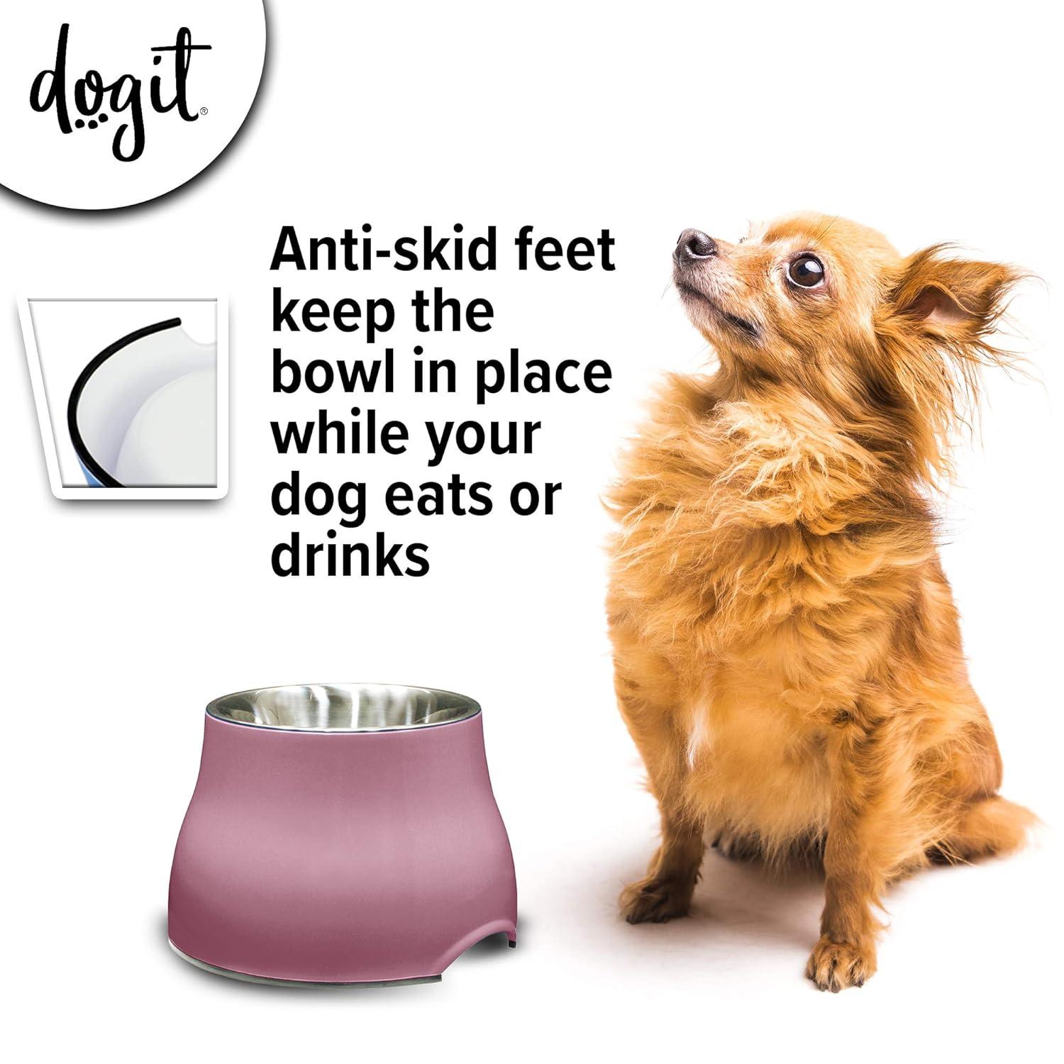 Dogit Elevated Dog Bowl, Stainless Steel Dog Food and Water Bowl for Small Dogs, Pink, 73742
