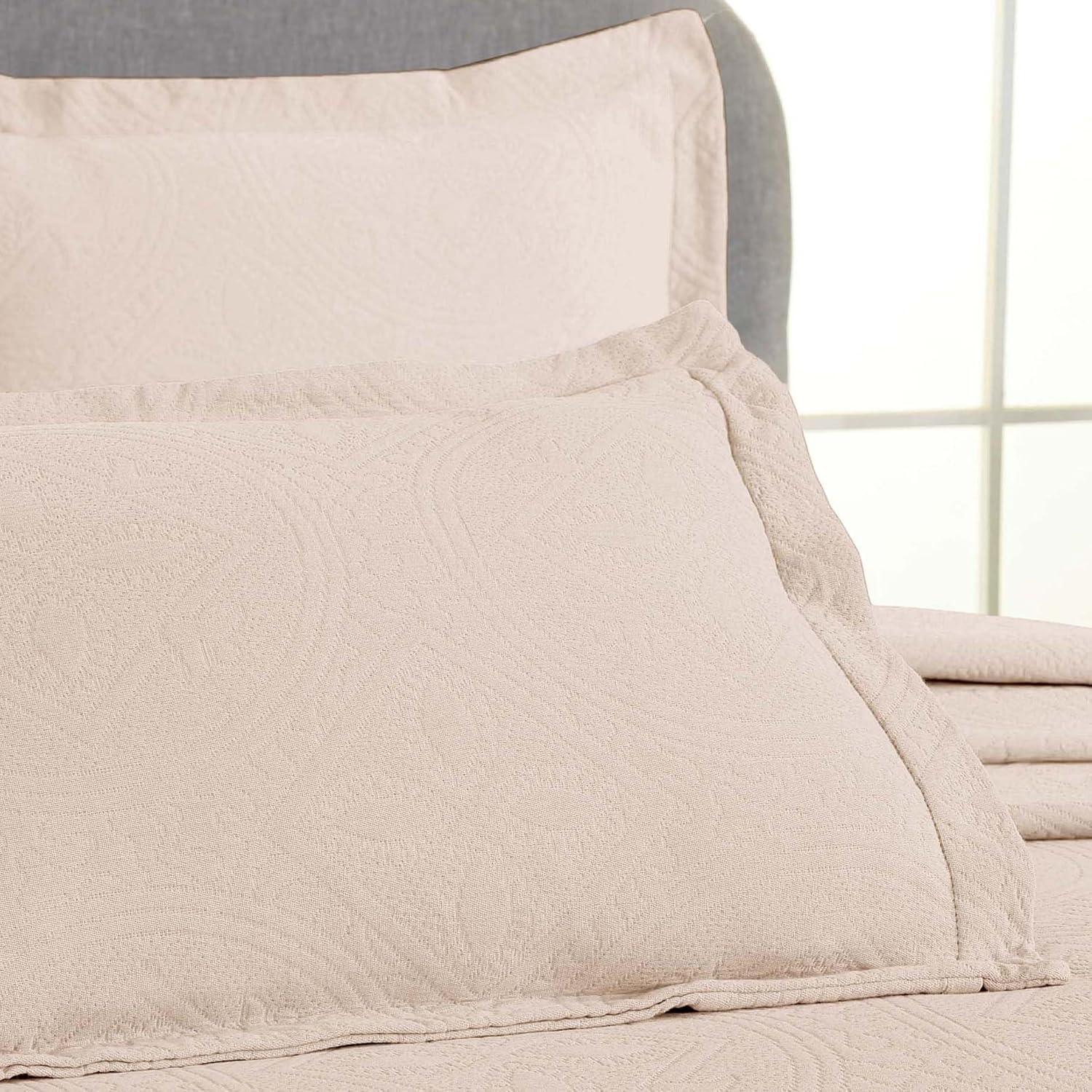 King Bisque Cotton Jacquard Matelasse Bedspread Set