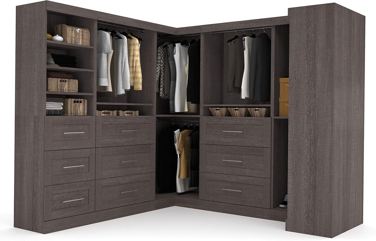 Bestar Pur 161W Walk-In Closet Organizer System in Bark Gray - Engineered Wood