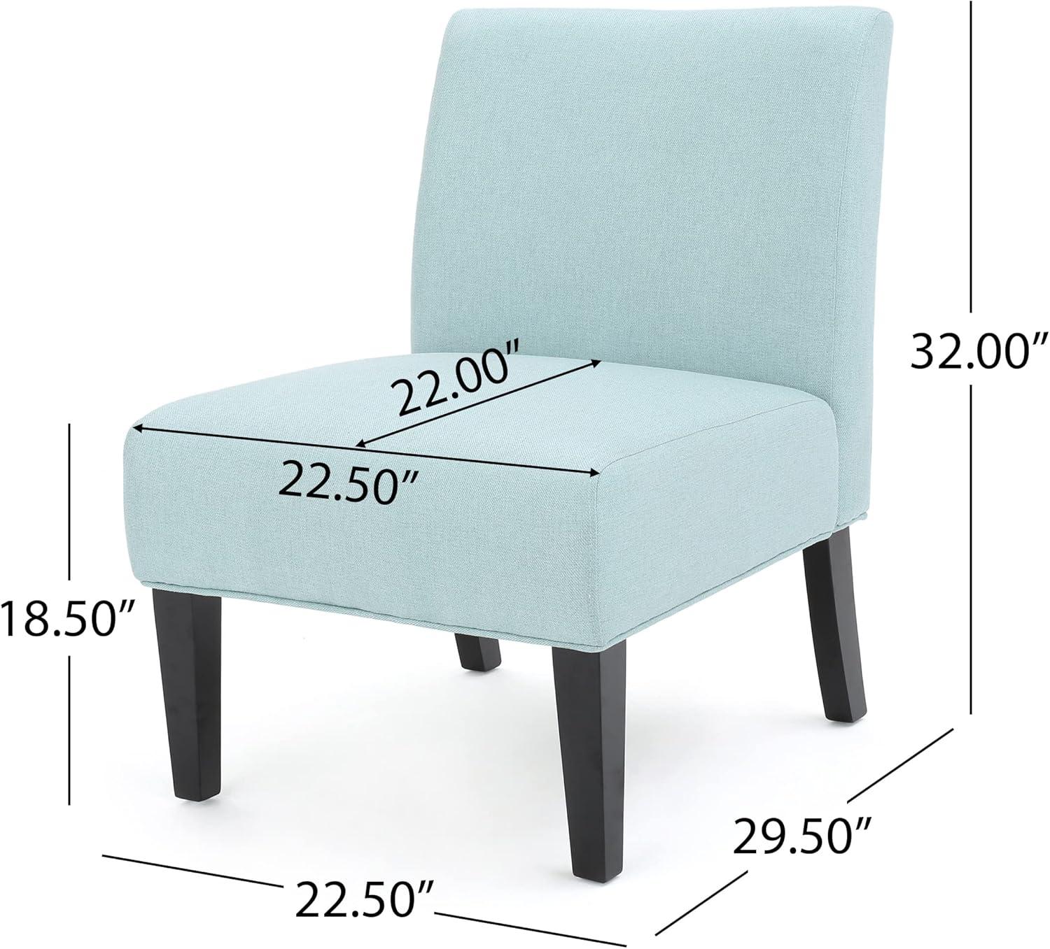 Light Blue Fabric Accent Chair with Rubberwood Legs