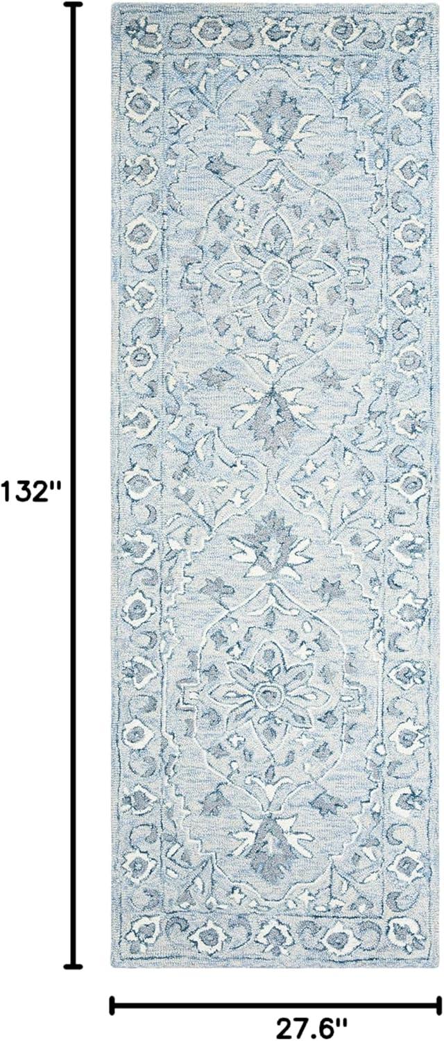 Micro-Loop MLP504 Hand Tufted Indoor Runner Rug - Light Blue/Ivory - 2'3"x11' - Safavieh