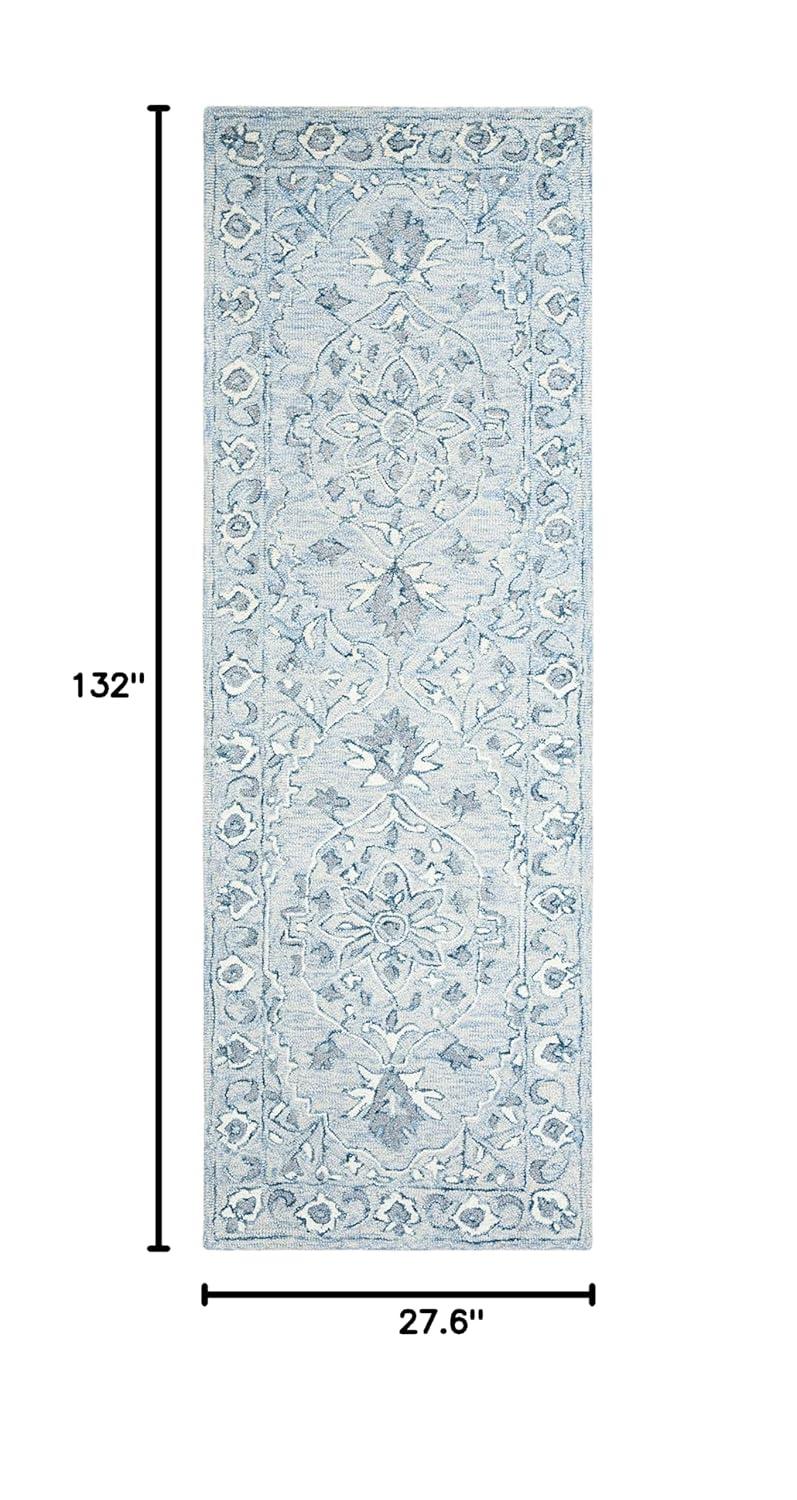 Micro-Loop MLP504 Hand Tufted Indoor Runner Rug - Light Blue/Ivory - 2'3"x11' - Safavieh