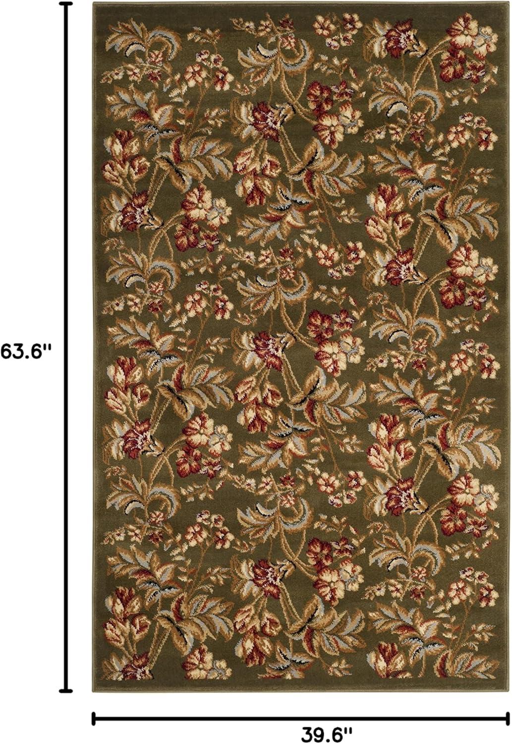 Elegant Blue Floral Hand-Knotted 39" Synthetic Area Rug