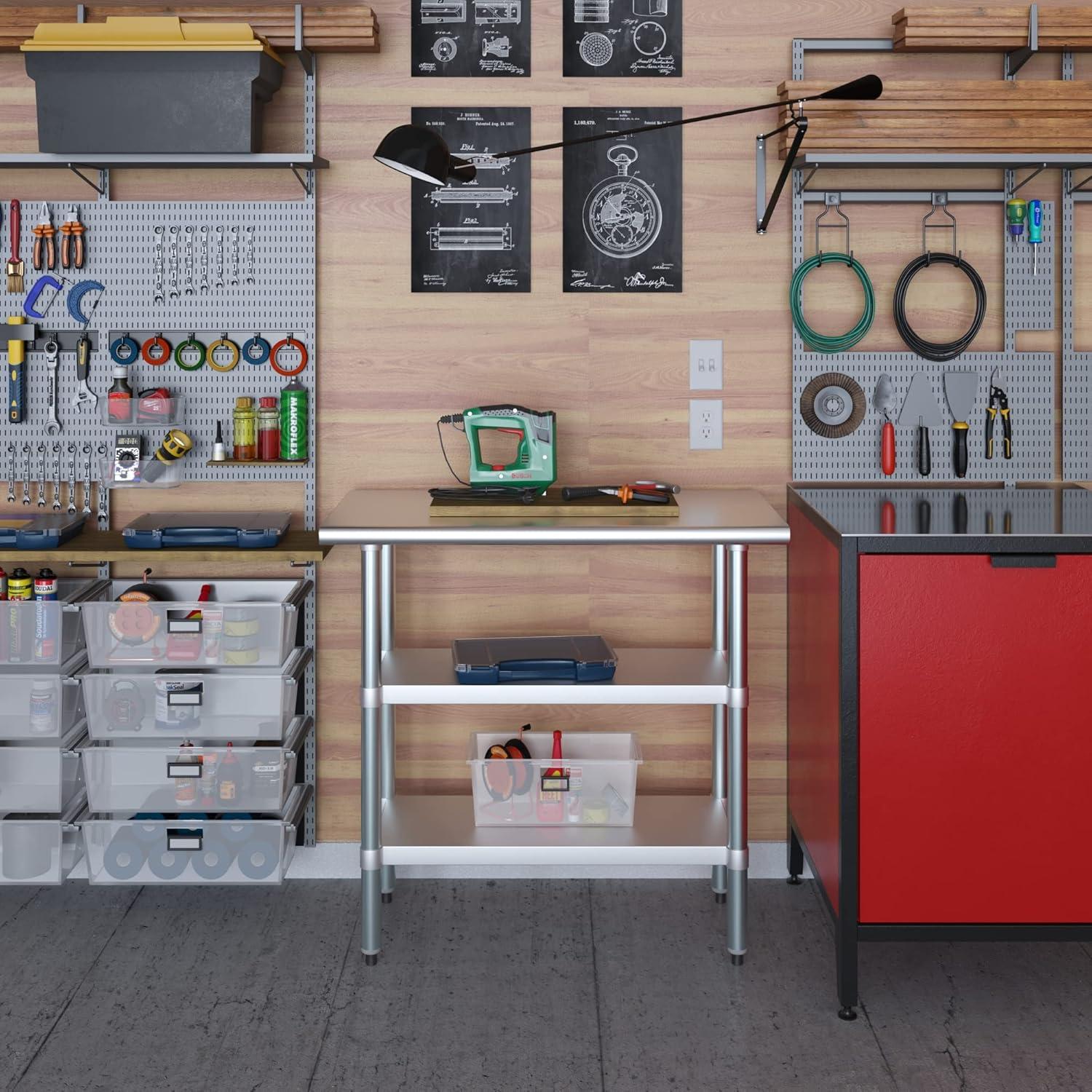 Stainless Steel Work Table with 2 Shelves