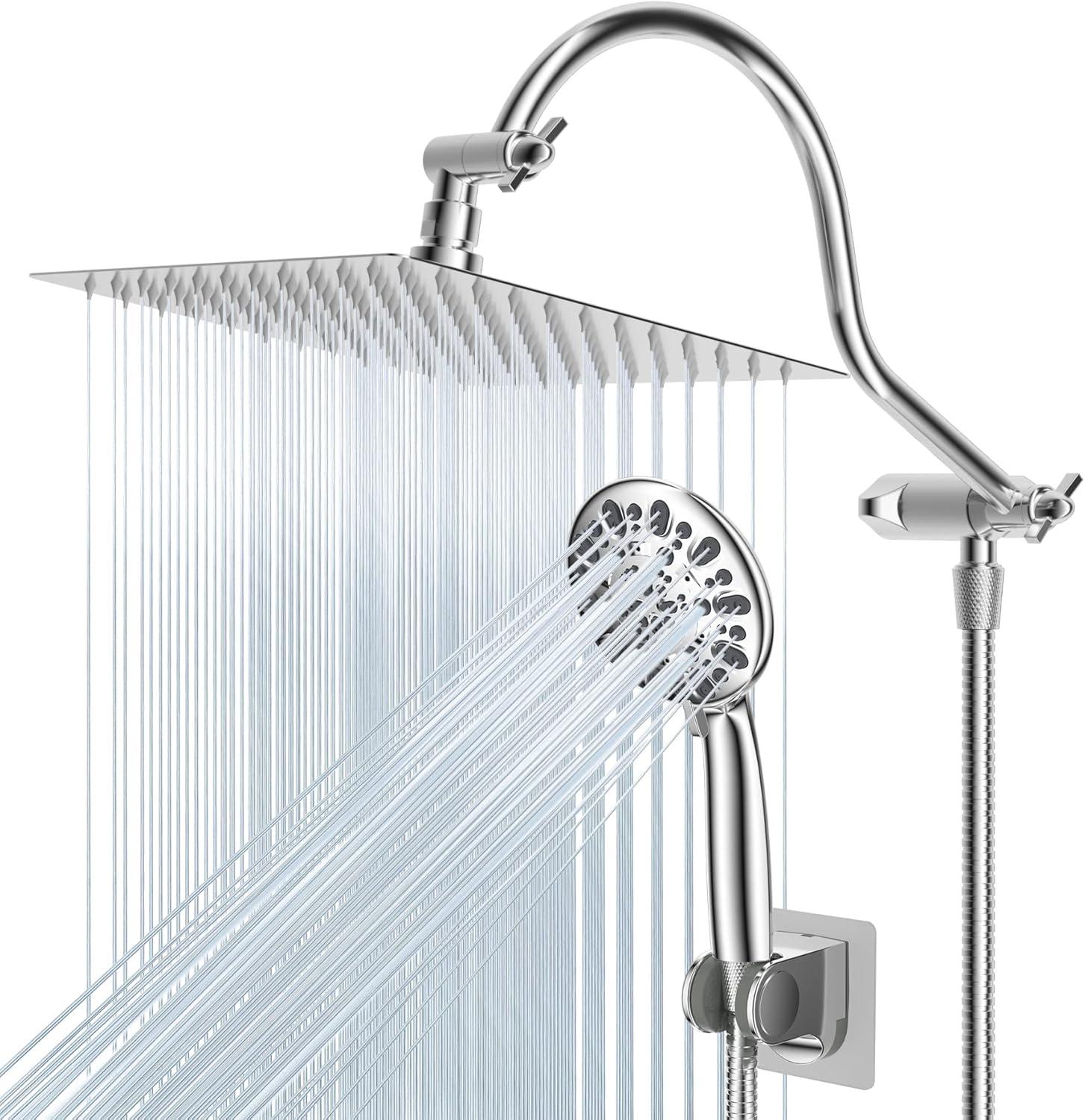 Chrome Adjustable Height Multi-Head Rain Shower Combo