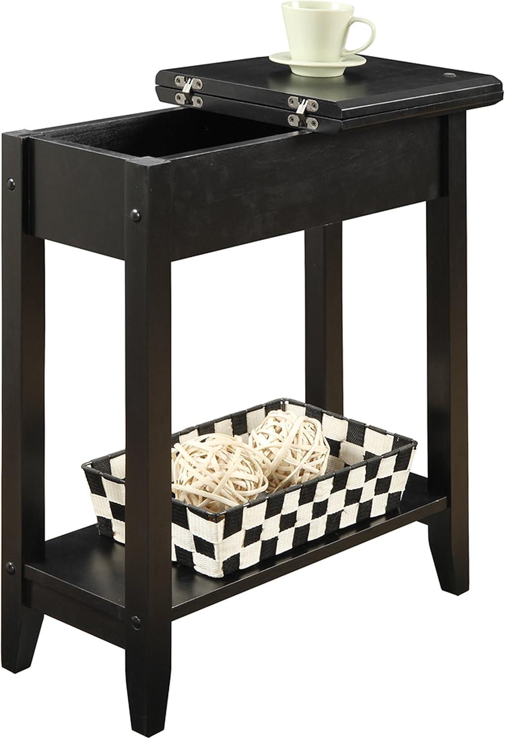Convenience Concepts American Heritage 24 in. Tall Flip Top End Table, Black (Tabletop)