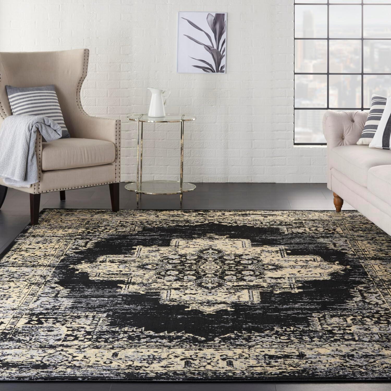 Nourison Grafix GRF14 Indoor Area Rug - Black 7' x 10'