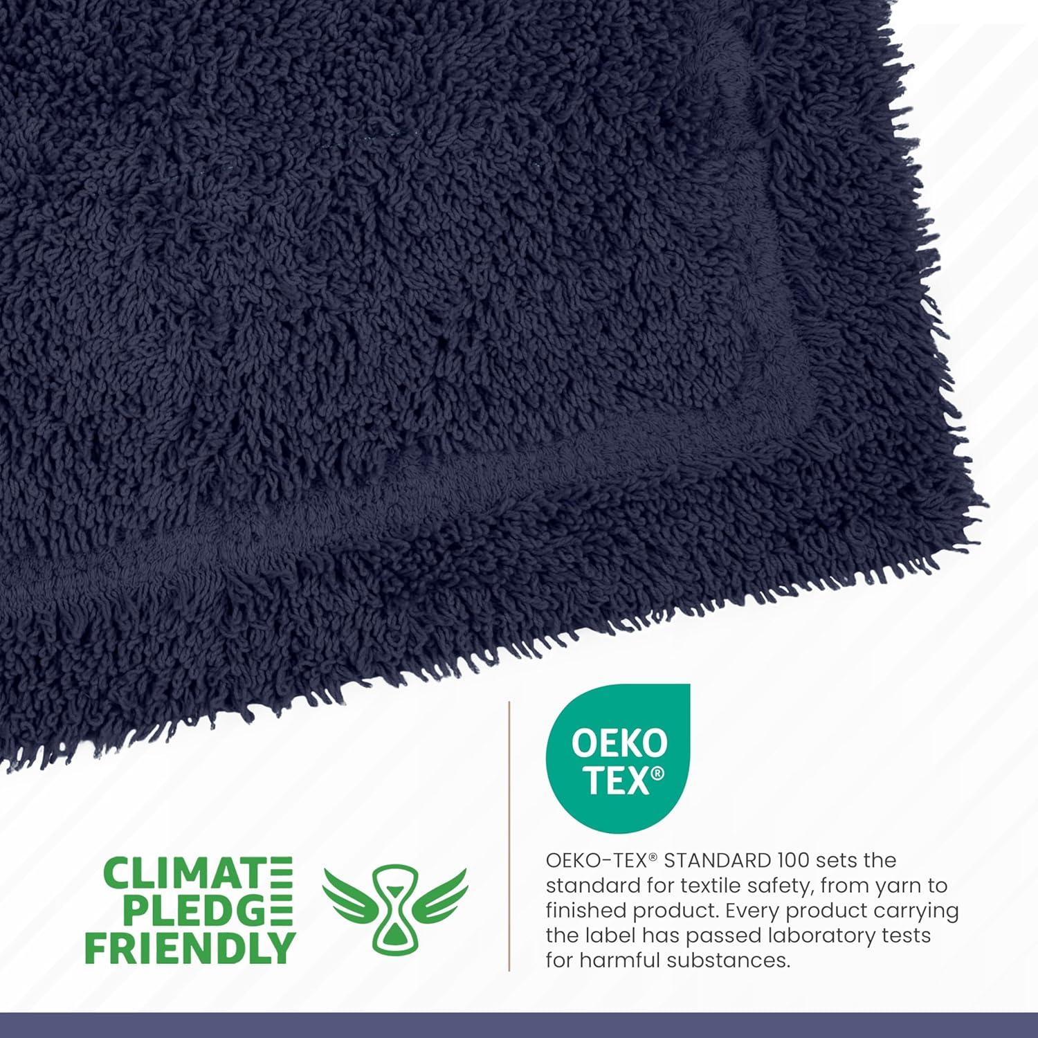 Martex 100% Cotton Bath Rug - Quick Dry - Ultra Soft & Extra Absorbent Non-Slip Bath Rug (Navy)