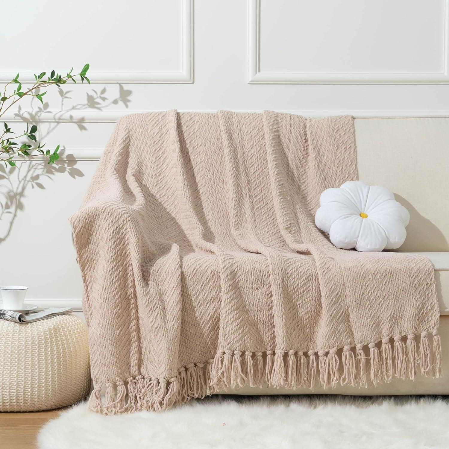 Knit Zig Zag Chenille Throw Blanket