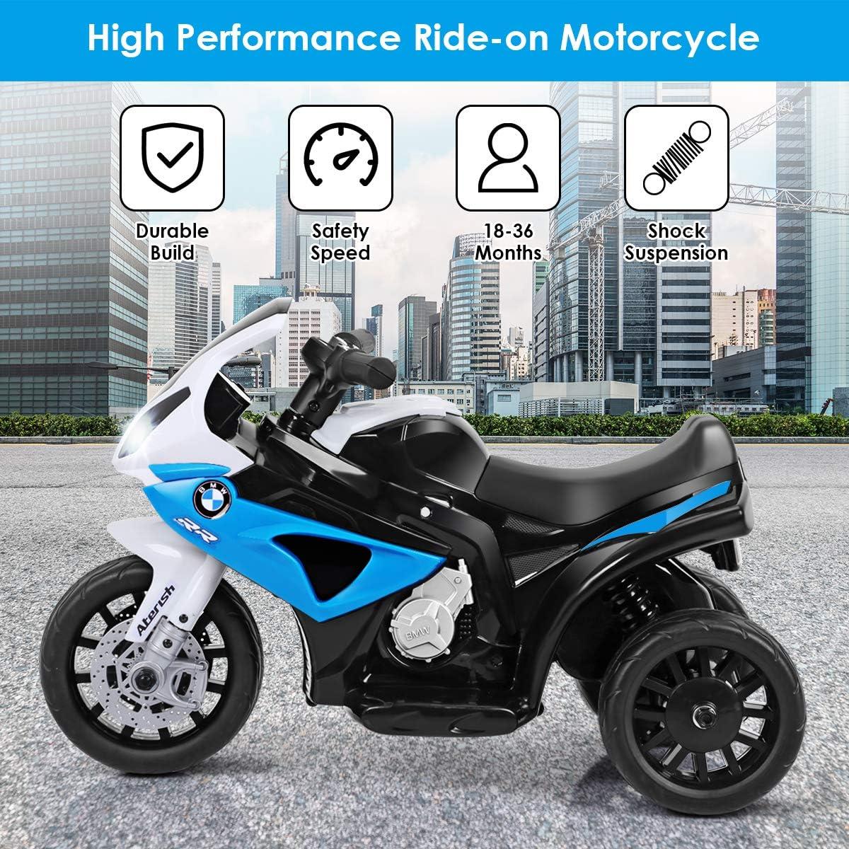 CIPACHO 6V Kids 3 Wheels Riding BMW Licensed Electric Motorcycle, Battery Powered Electric Motorcycle Toy, Blue