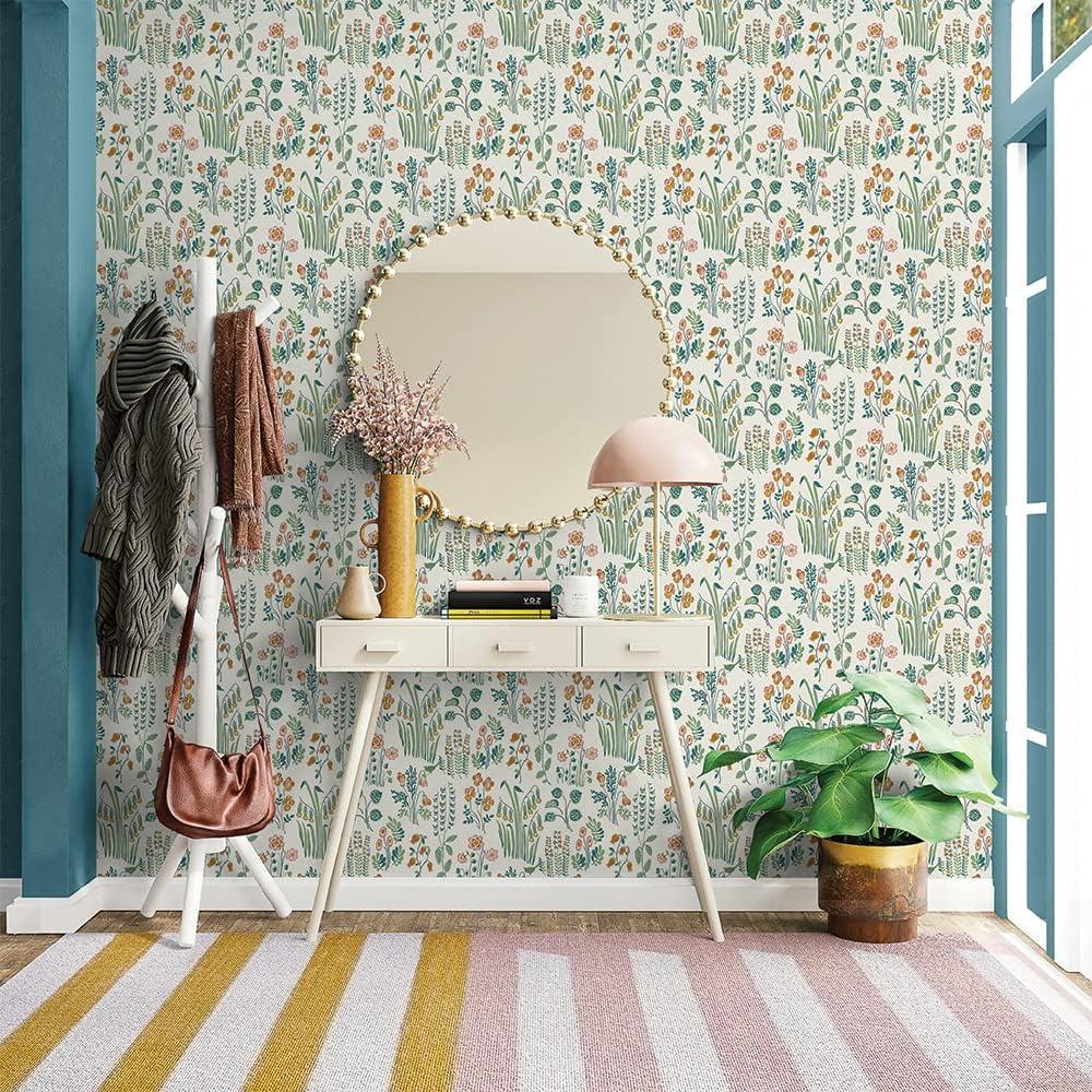 Multicolor Floral Self-Adhesive Removable Peel and Stick Wallpaper