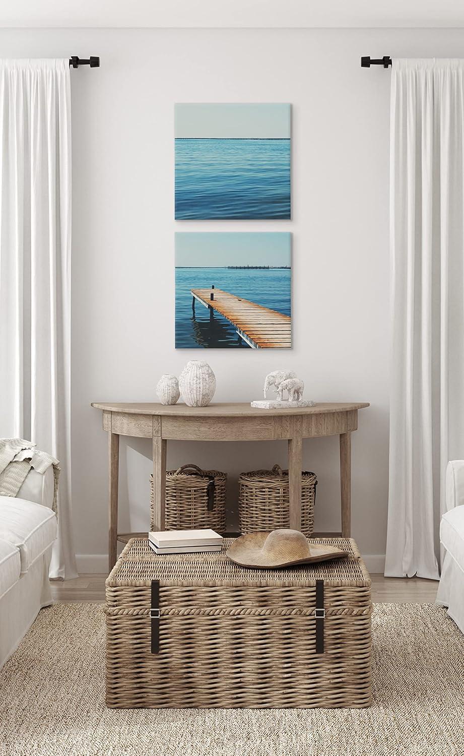 (Set of 2) 20"x20" Etang de Thau by Laura Evans Unframed Wall Canvas Set - Kate & Laurel All Things Decor: Modern Nautical Wall Art