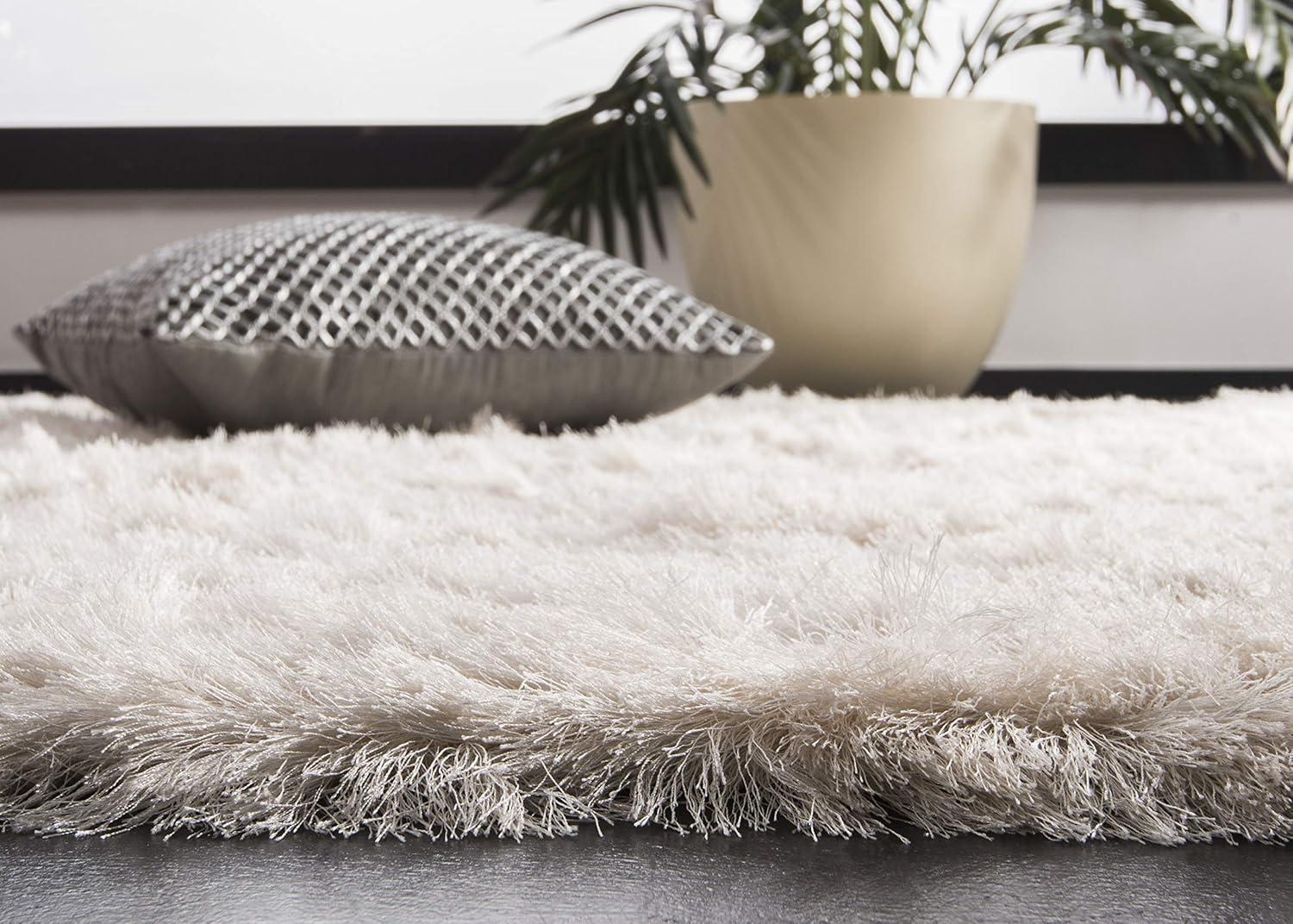 Ivory 3' x 5' Handmade Tufted Shag Area Rug