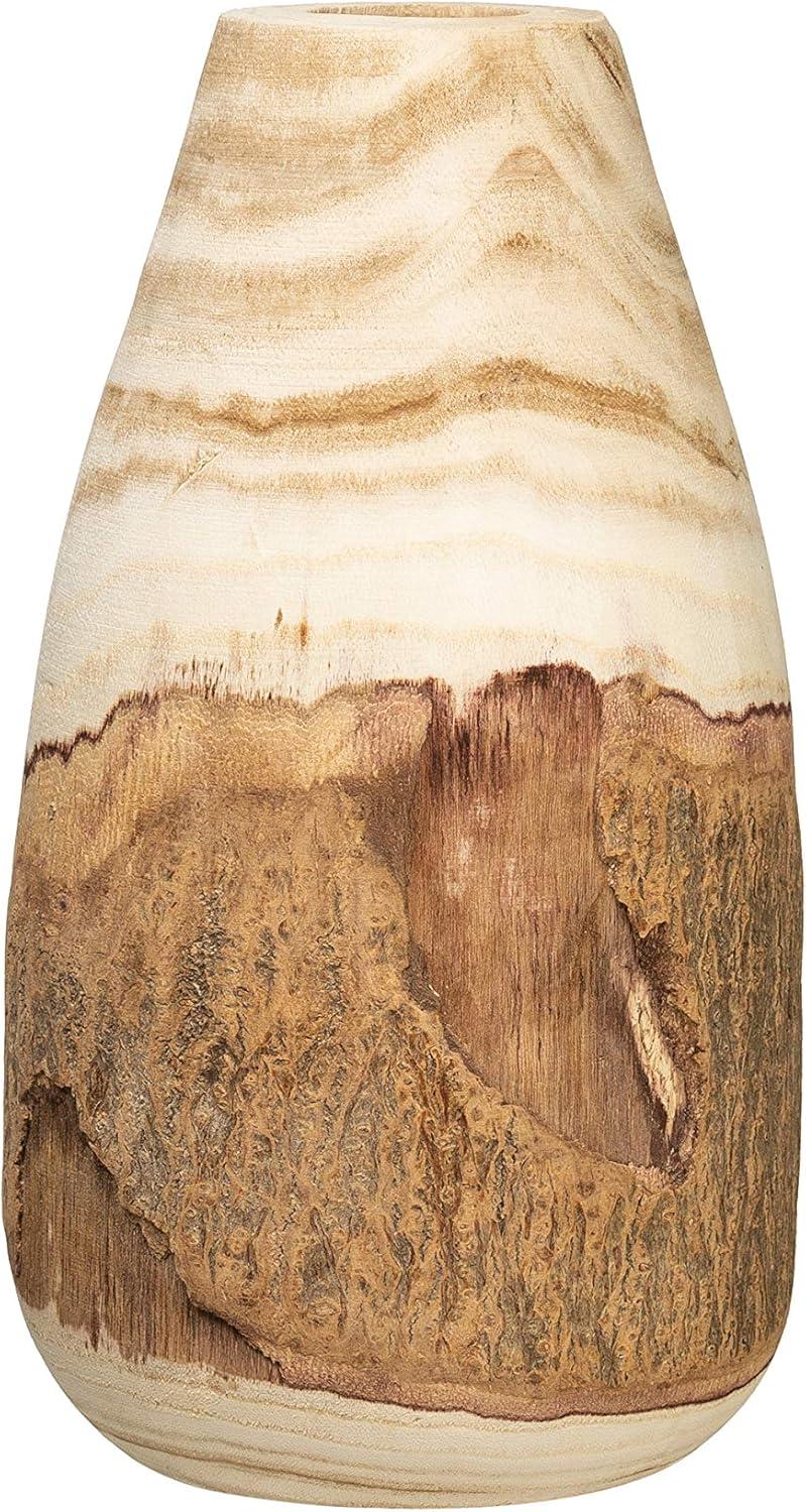 Natural Paulownia Wood Decorative Vase with Live Edge