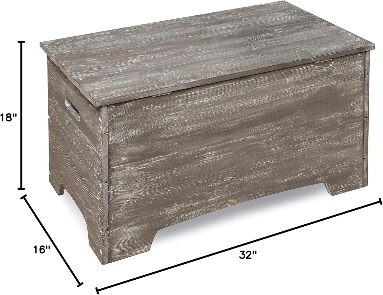 Vintage Gray Solid Wood Rustic Toy Box with Distressed Finish