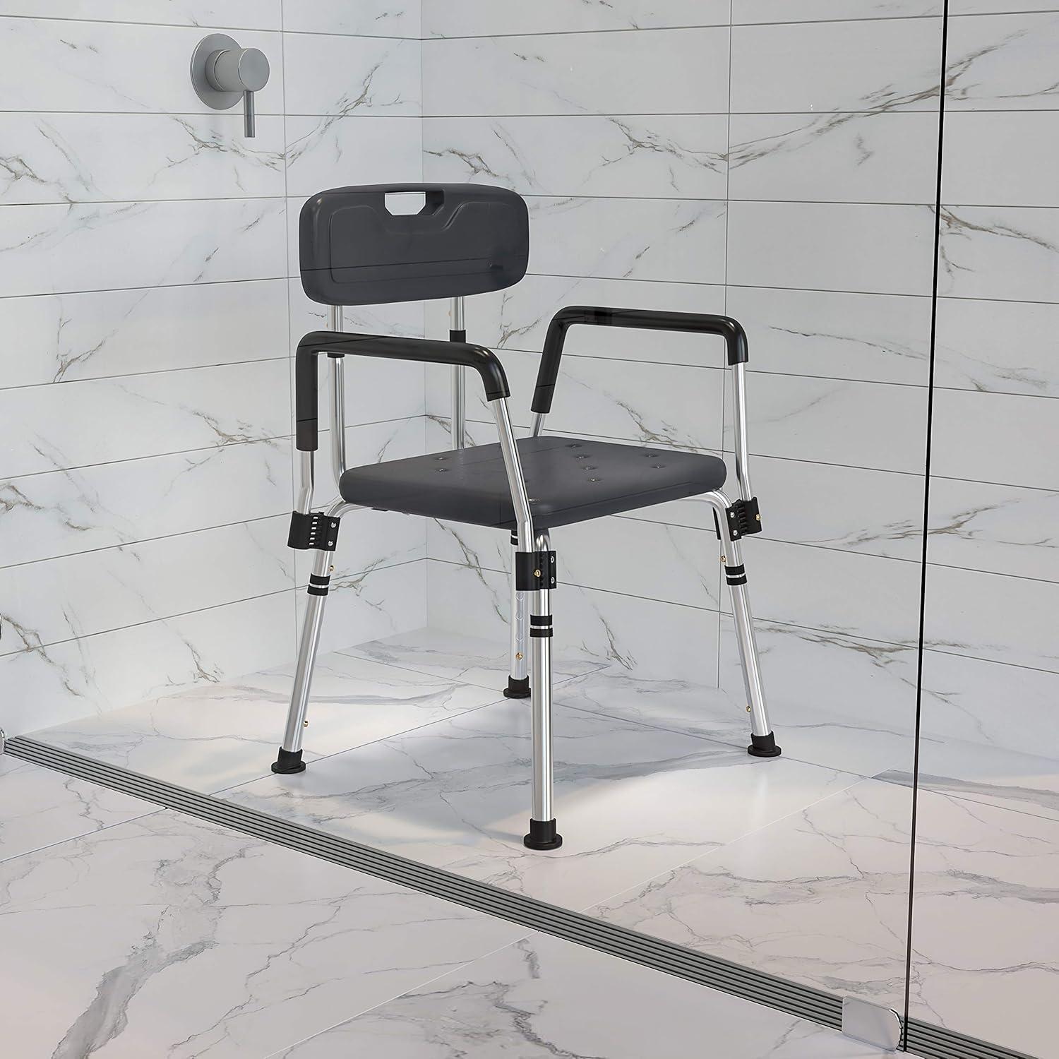 Jane Aluminum Height Adjustable Bath and Shower Chair by Flash Furniture