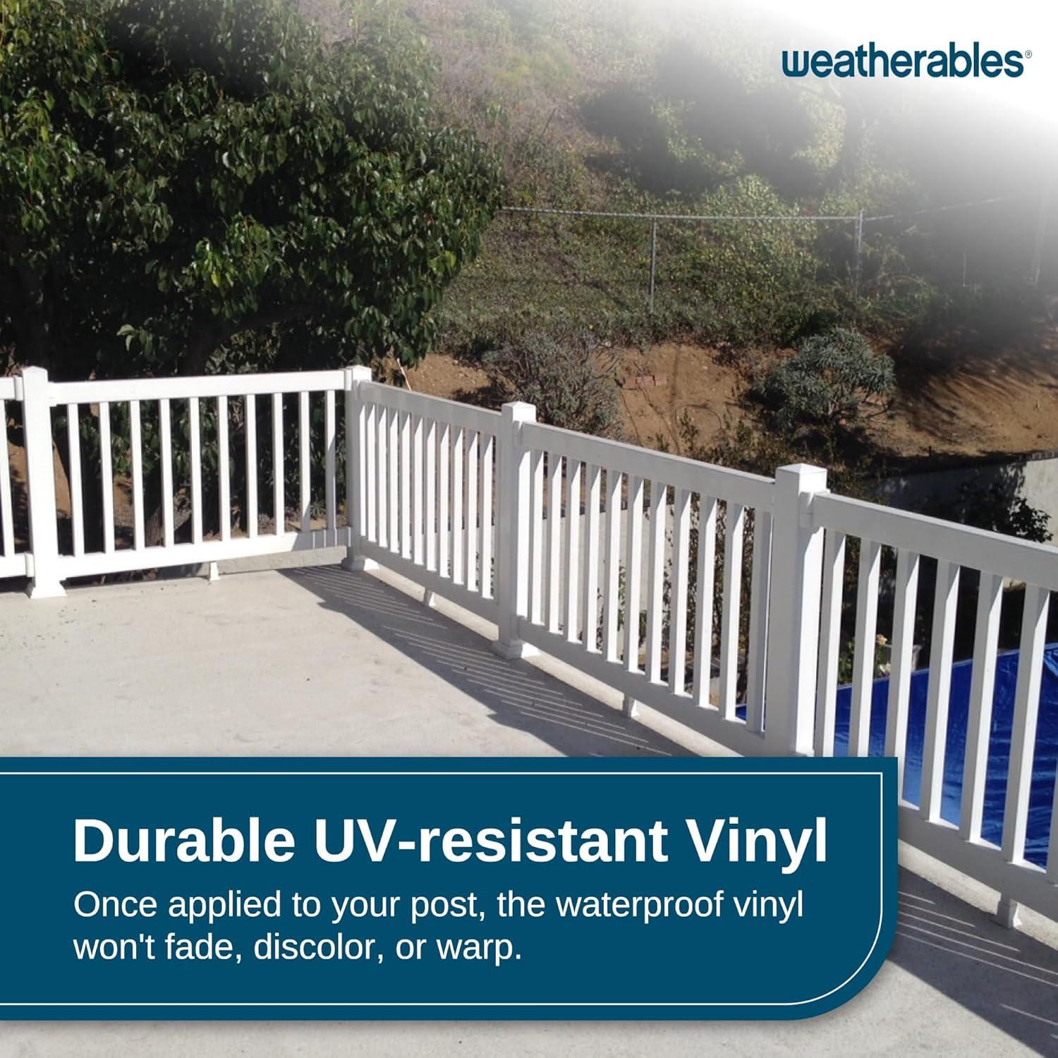 Weatherables 4x4 Post Sleeve – Weatherproof Premium Outdoor Vinyl Post Cover for Lasting Durability and Easy Installation on Decks, Patios, Porches or Mailbox Posts (4" x 4" x 72", White)