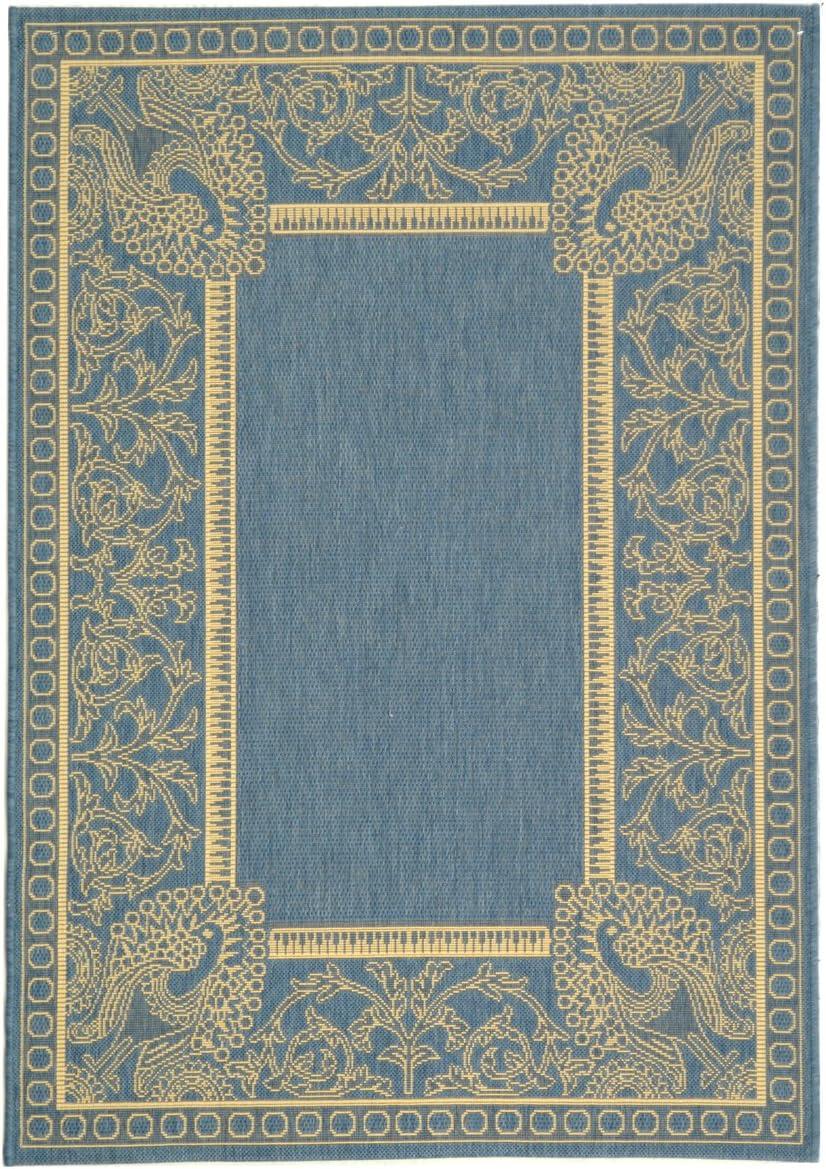 Courtyard CY2965 Power Loomed Indoor/Outdoor Area Rug - Blue/Natural - 4'x5'7" - Safavieh.