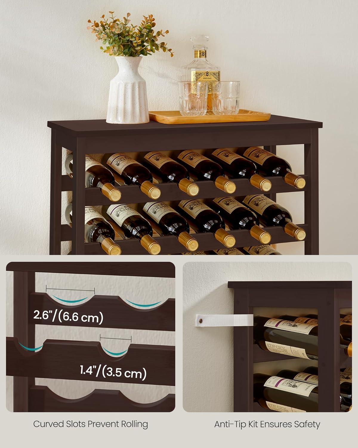 Bamboo Free Standing Wine Rack 7 Tiers 42 Bottles