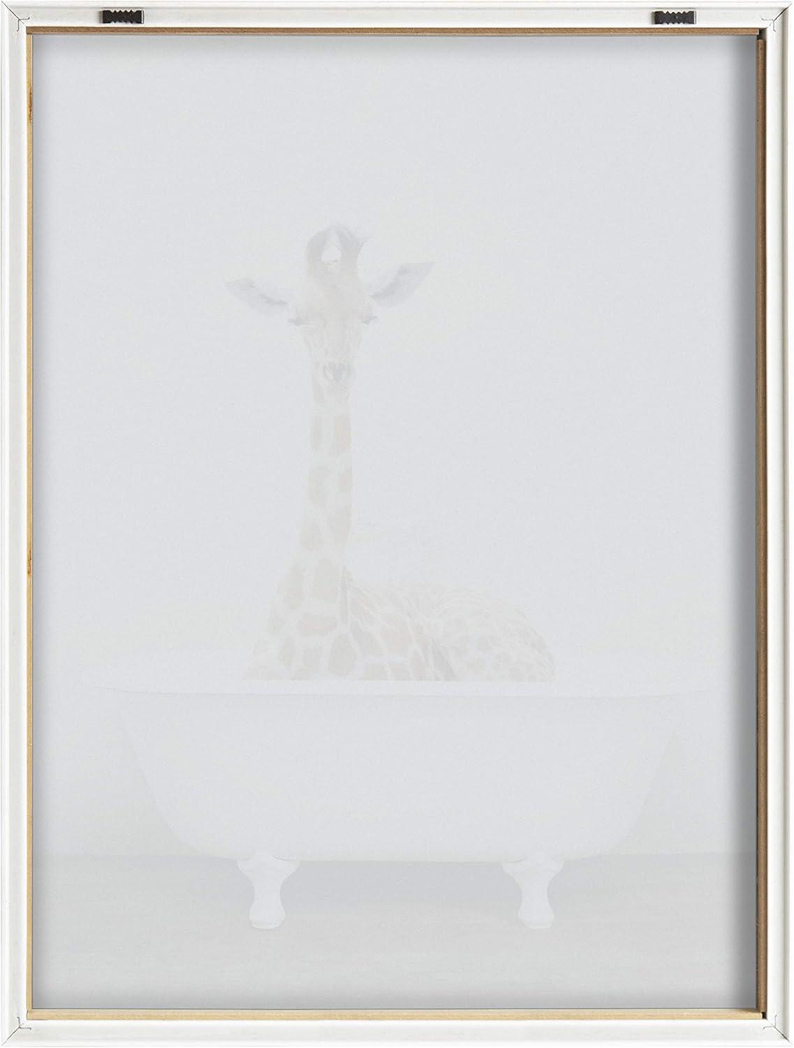 18" x 24" Blake Giraffe 2 in Tub Color Framed Printed Glass by Amy Peterson Art Studio Natural - Kate & Laurel All Things Decor
