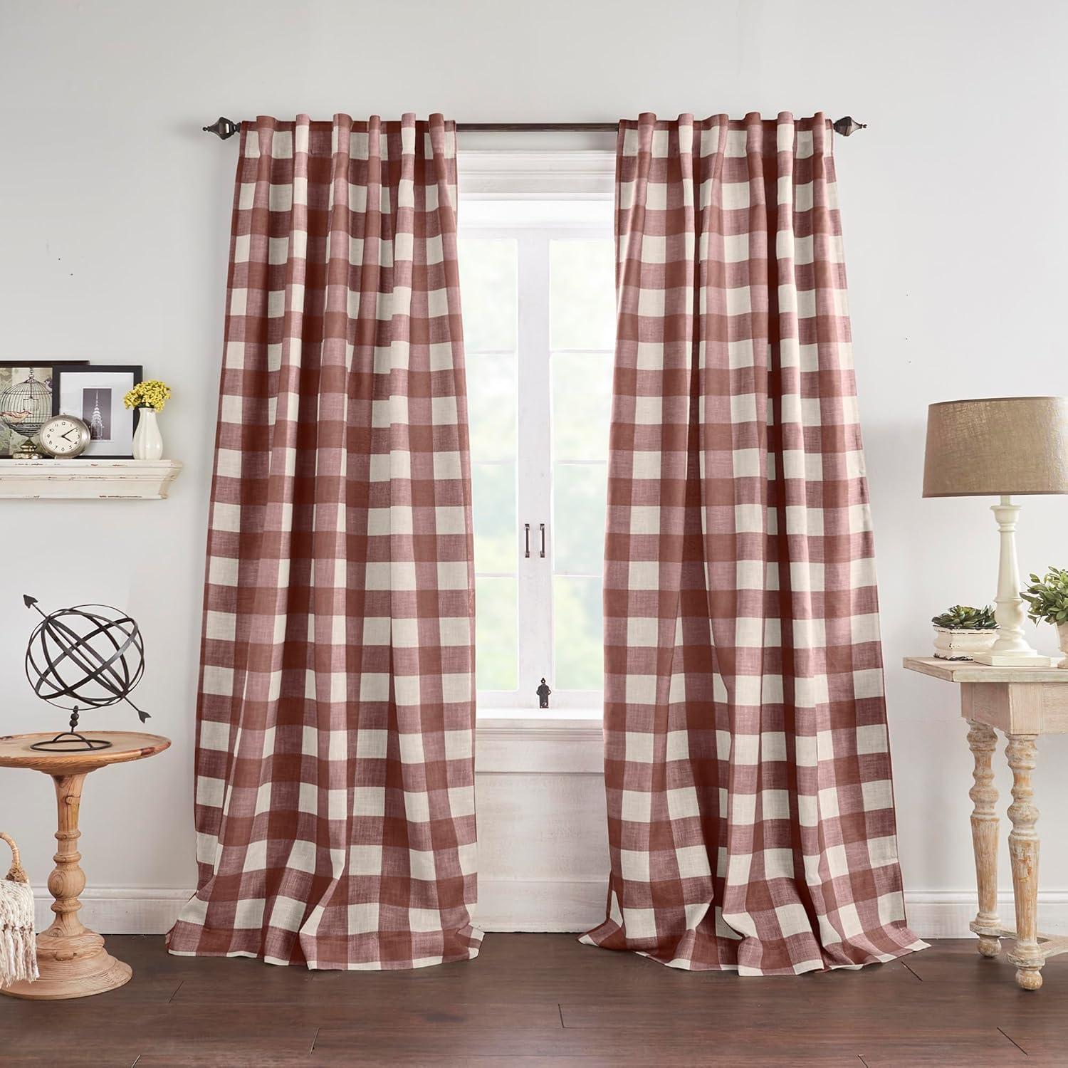 Elrene Grainger Buffalo Check Lined Room Darkening Single Window Curtain Panel - Elrene Home Fashions