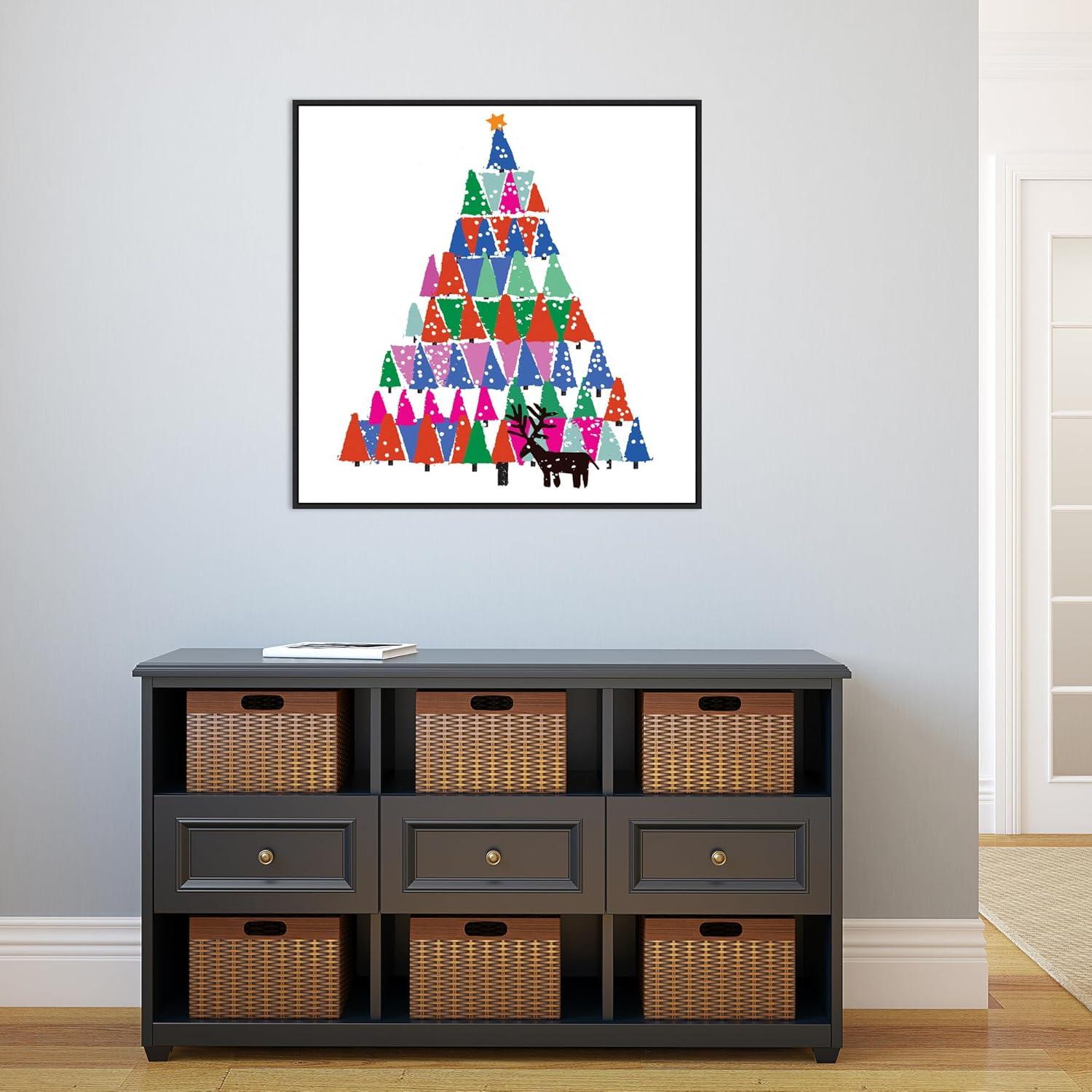 Amanti Art Christmas Tree by Jenny Frean Canvas Wall Art Print Framed 30-in. W x 30-in. H.