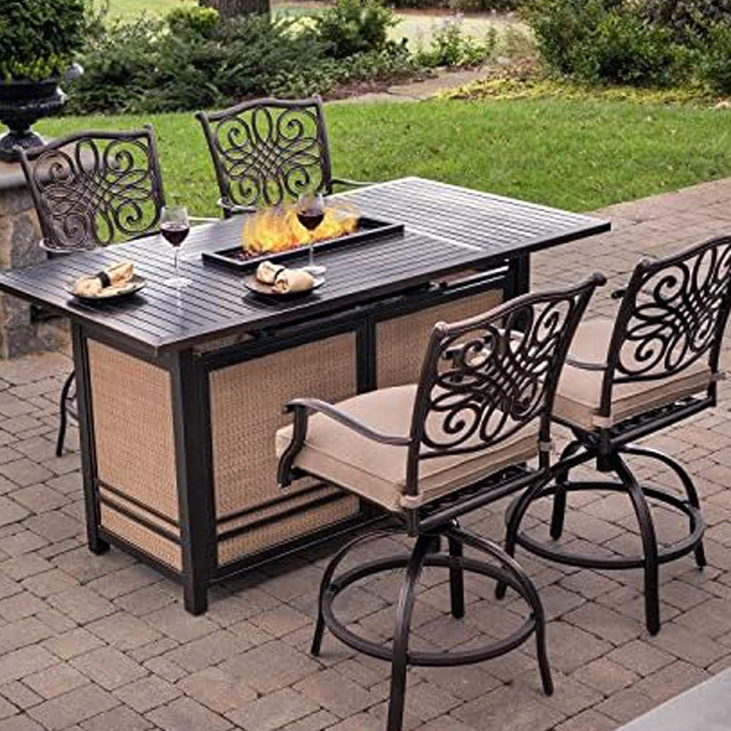 Four Seasons Courtyard Manhattan LP Gas Aluminum Fire Pit Table, Gray