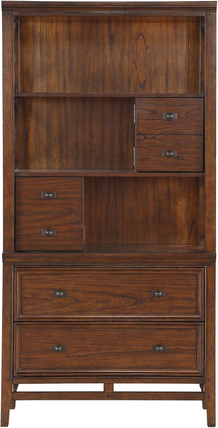 Transitional Brown Cherry Mindy Wood Bookcase with Horizontal Knobs