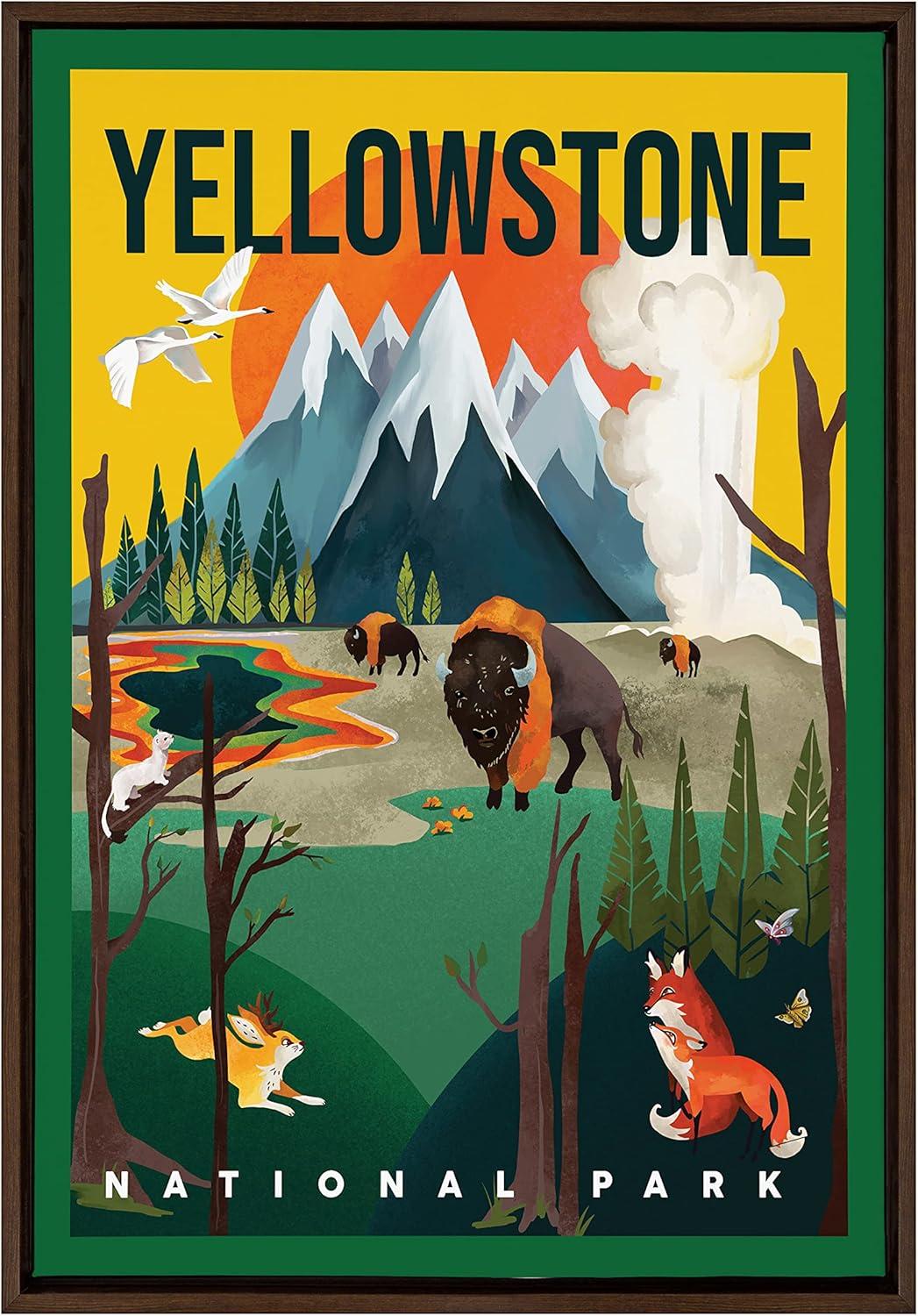 23" x 33" Sylvie Yellowstone Park Framed Canvas by The Whiskey Ginger Brown - Kate & Laurel All Things Decor